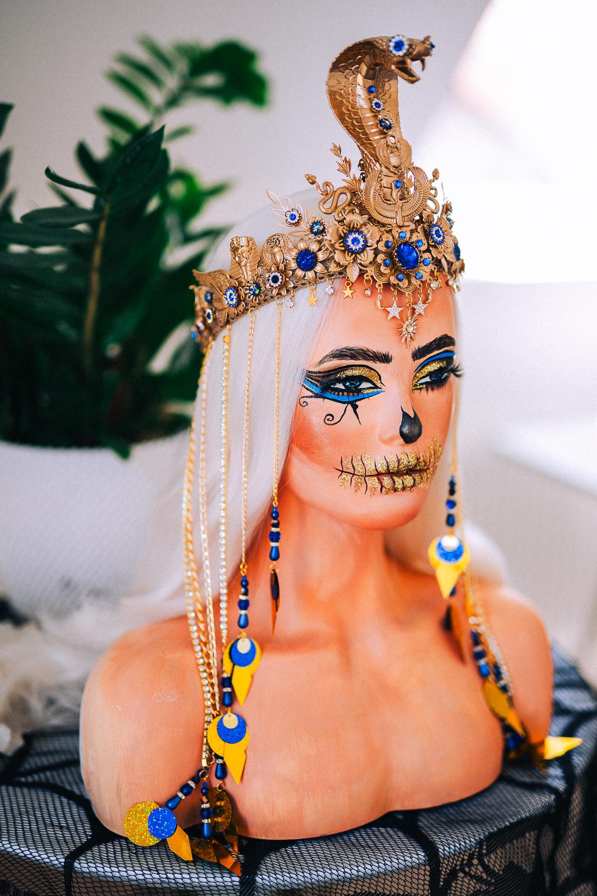 Luxury Cleopatra Cobra Crown, Egyptian Goddess Tiara, Gold Snake Headpiece, Pharaoh Crown, Couture Festival Crown