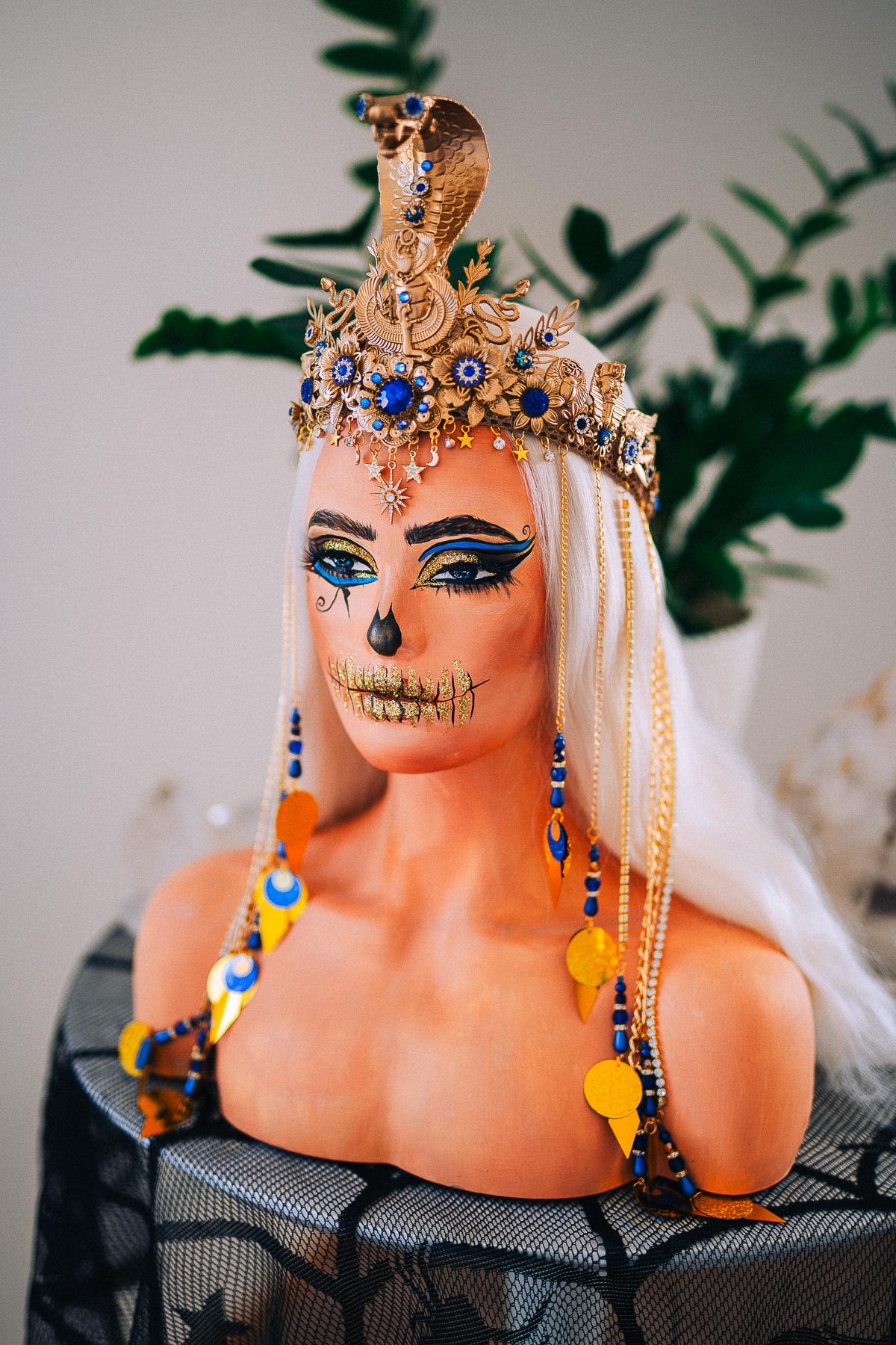 Luxury Cleopatra Cobra Crown, Egyptian Goddess Tiara, Gold Snake Headpiece, Pharaoh Crown, Couture Festival Crown