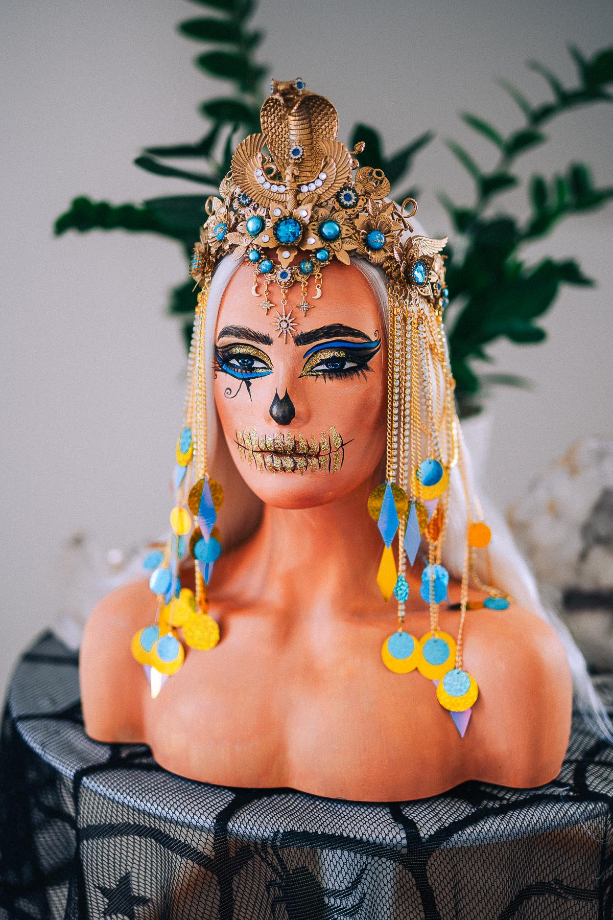 Luxury Cleopatra Cobra Crown – Egyptian Queen Tiara, Gold Turquoise Headpiece, Ancient Egypt Goddess Crown, Couture Headpiece