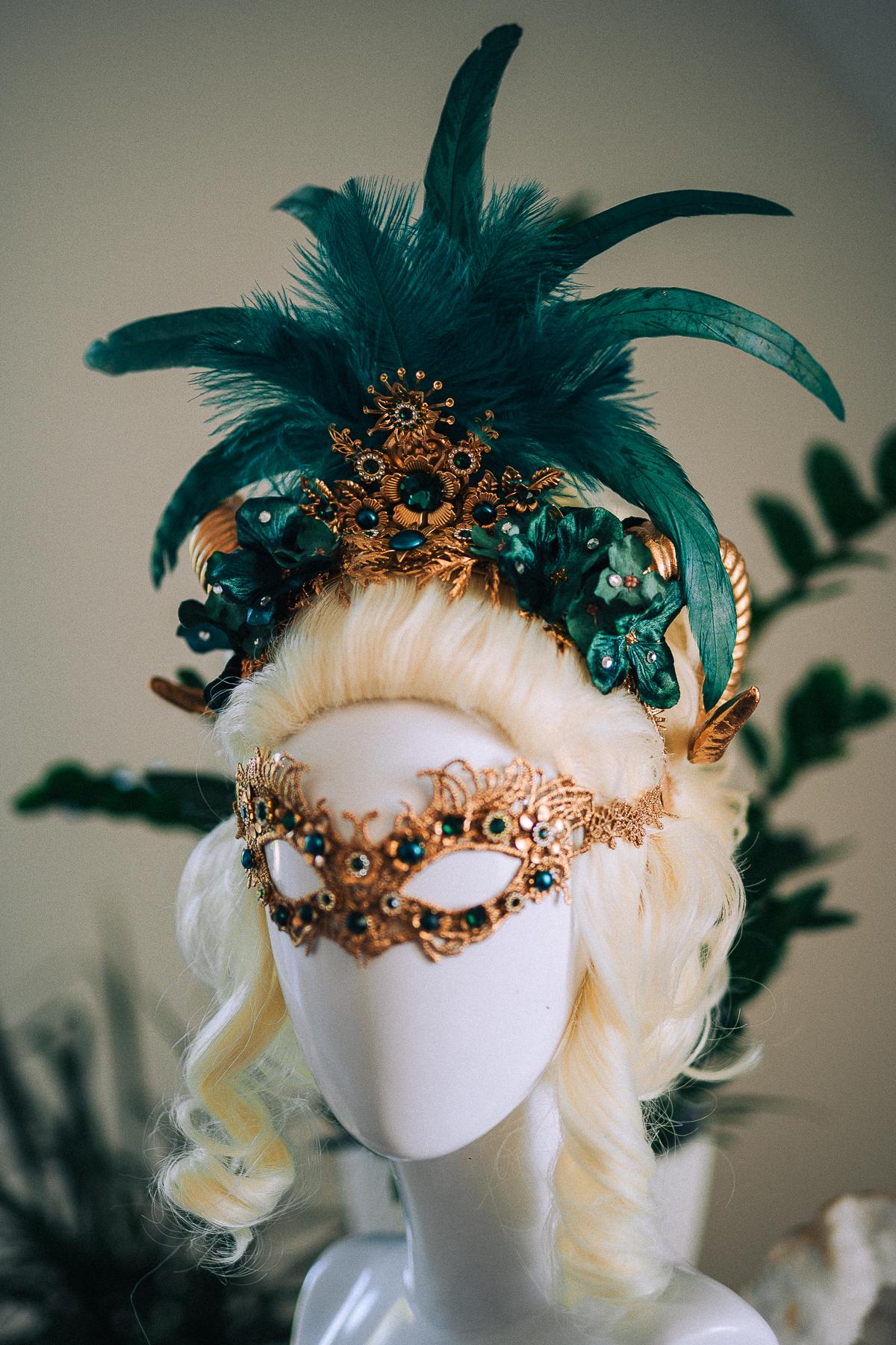 Emerald Masquerade Mask, Green Venetian Mask, Fantasy Mask, Emerald Goddess Mask, Lace Carnival Mask, Couture Costume Mask