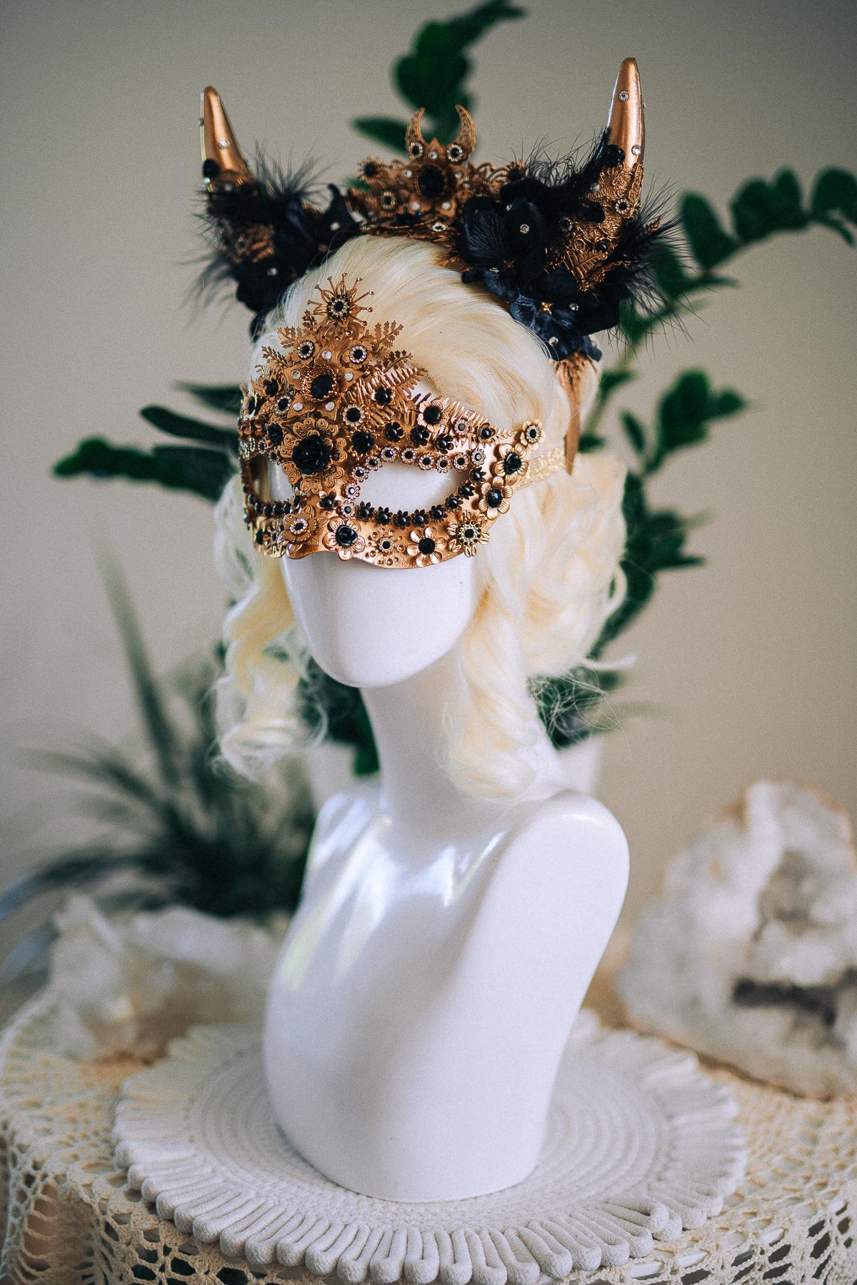 Black Masquerade Mask, Gothic Mask, Venetian Mask, Dark Fantasy Mask, Black Goddess Mask, Couture Carnival Mask