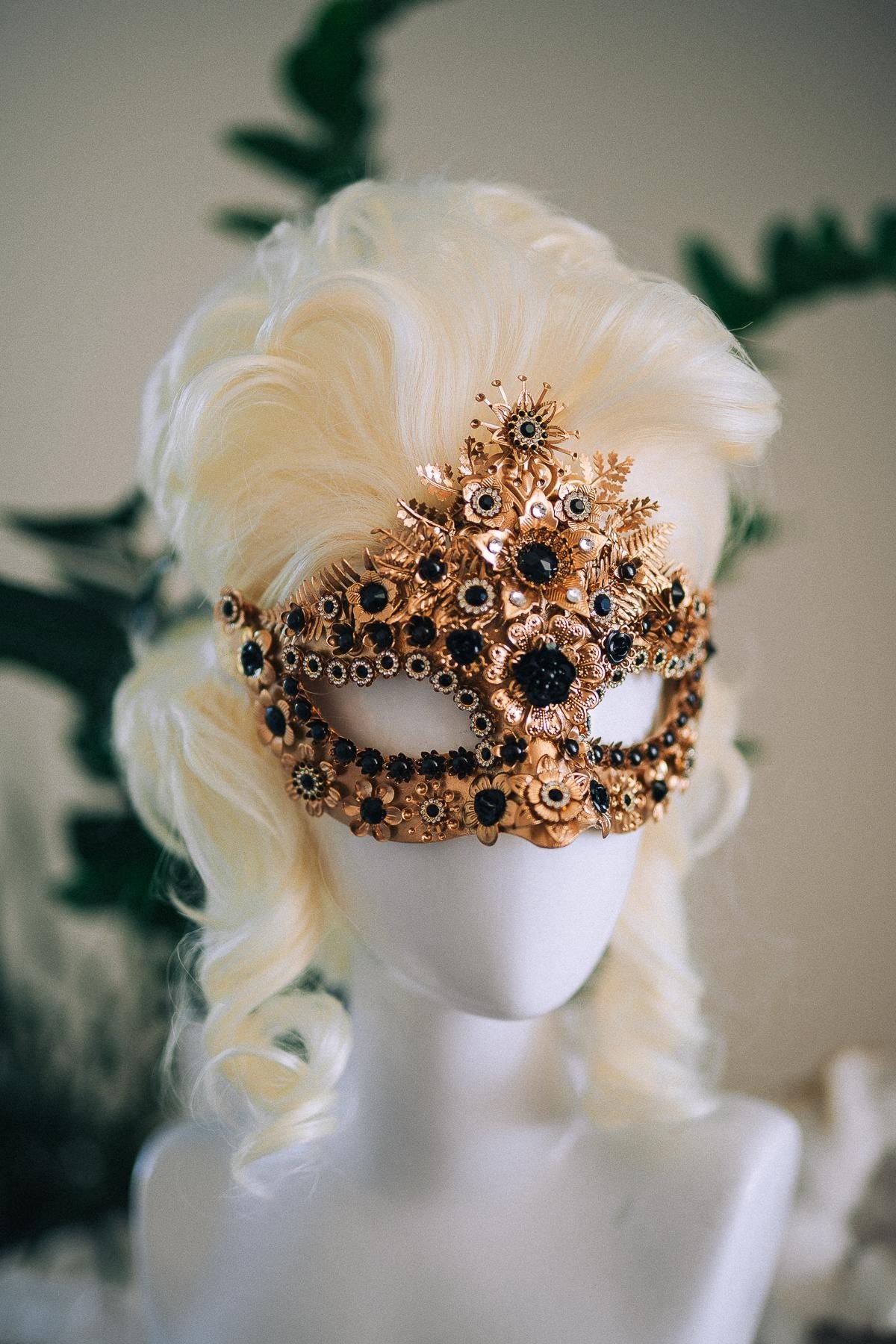 Black Masquerade Mask, Gothic Mask, Venetian Mask, Dark Fantasy Mask, Black Goddess Mask, Couture Carnival Mask