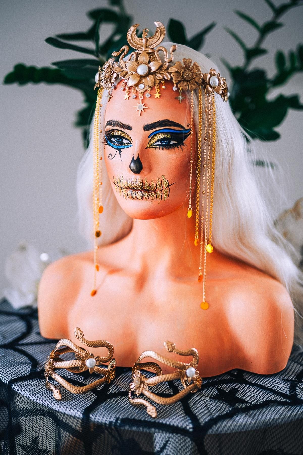 Egyptian Snake Arm Cuffs, Cleopatra Arm Bracelets, Gold Cobra Arm Jewelry, Goddess Upper Arm Cuffs, Ancient Egypt Costume
