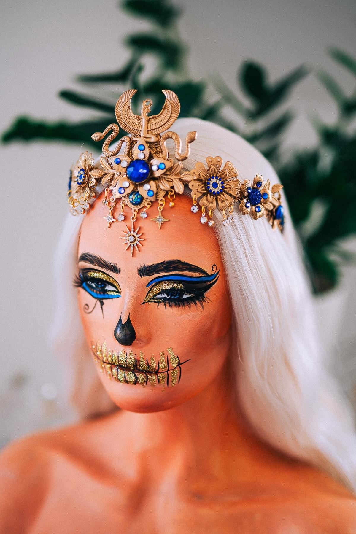 Cleopatra Cobra Crown, Egyptian Goddess Tiara, Gold Snake Crown, Pharaoh Headpiece, Luxury Egyptian Crown