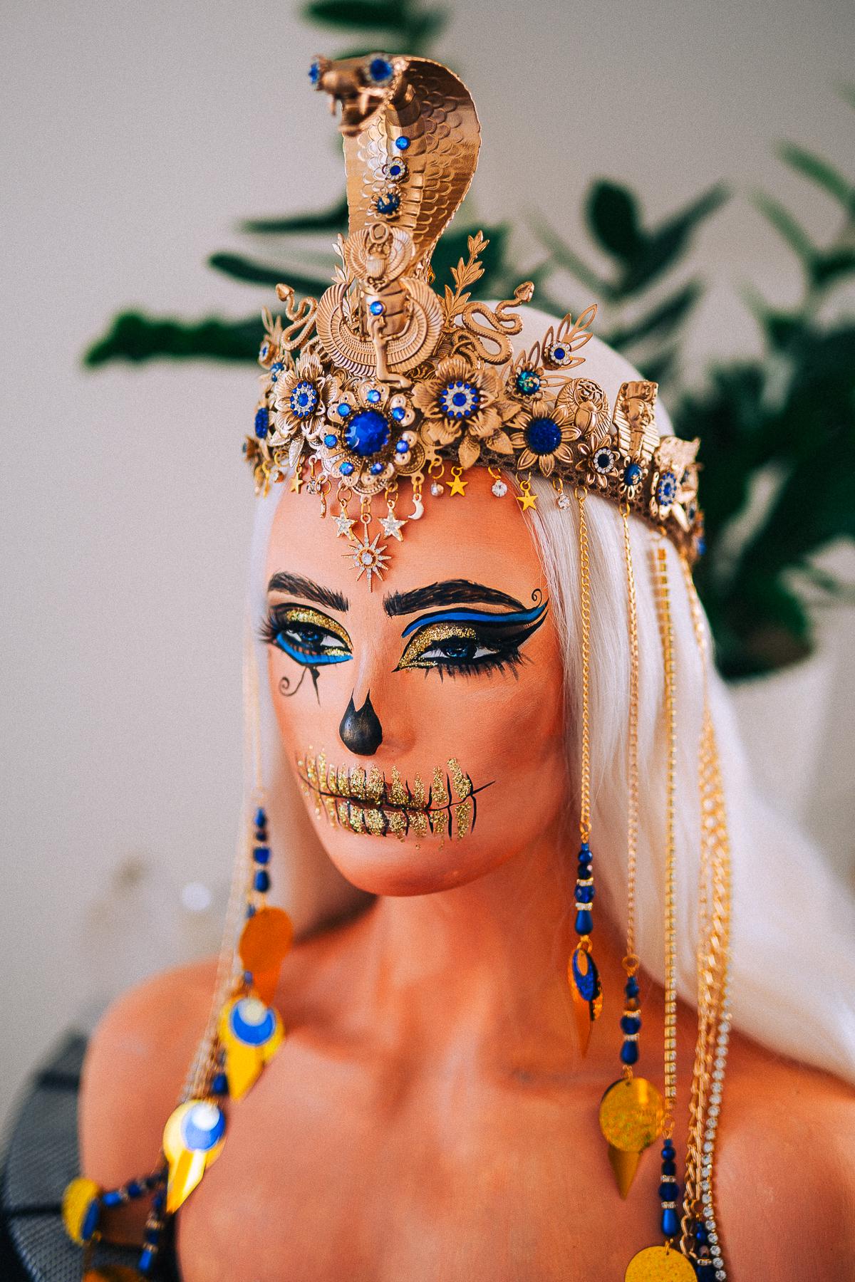 Luxury Cleopatra Cobra Crown, Egyptian Goddess Tiara, Gold Snake Headpiece, Pharaoh Crown, Couture Festival Crown