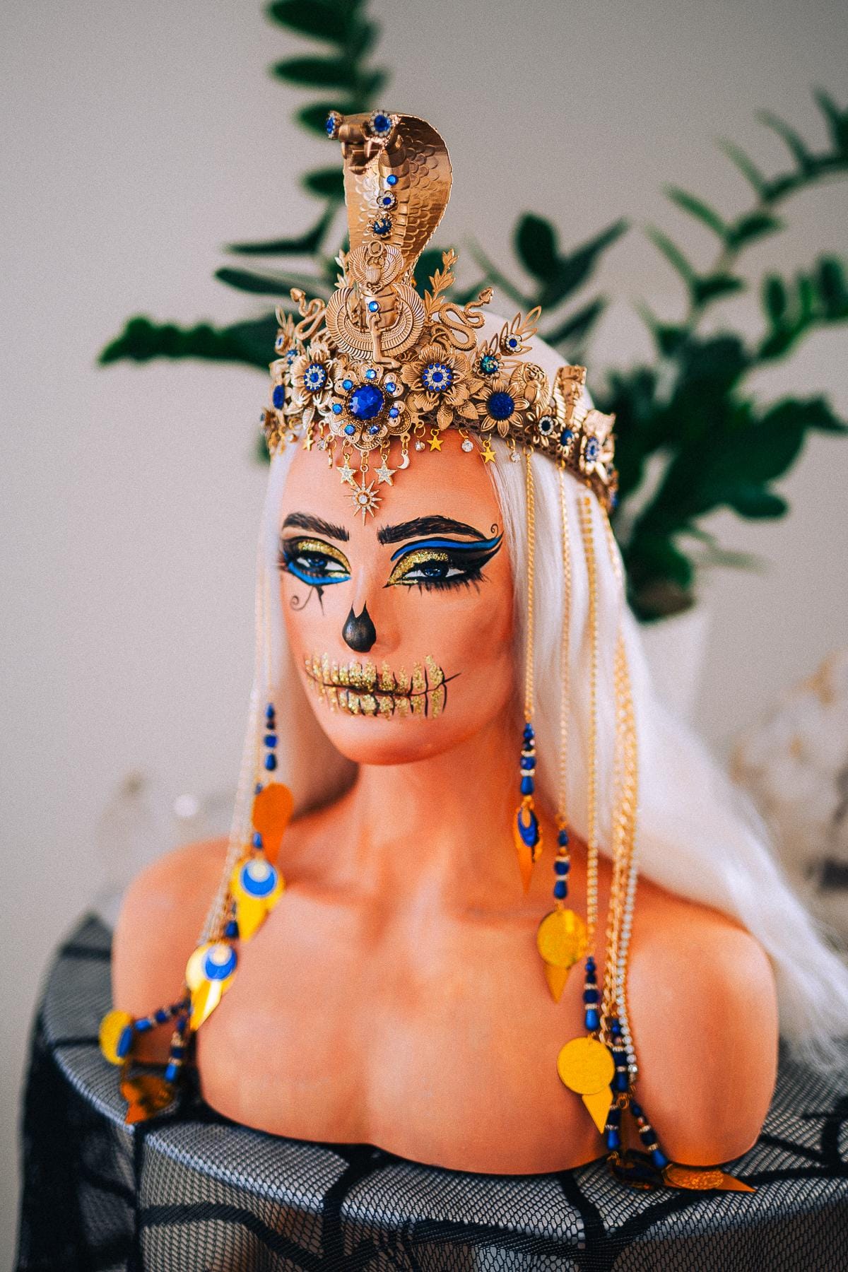 Luxury Cleopatra Cobra Crown, Egyptian Goddess Tiara, Gold Snake Headpiece, Pharaoh Crown, Couture Festival Crown