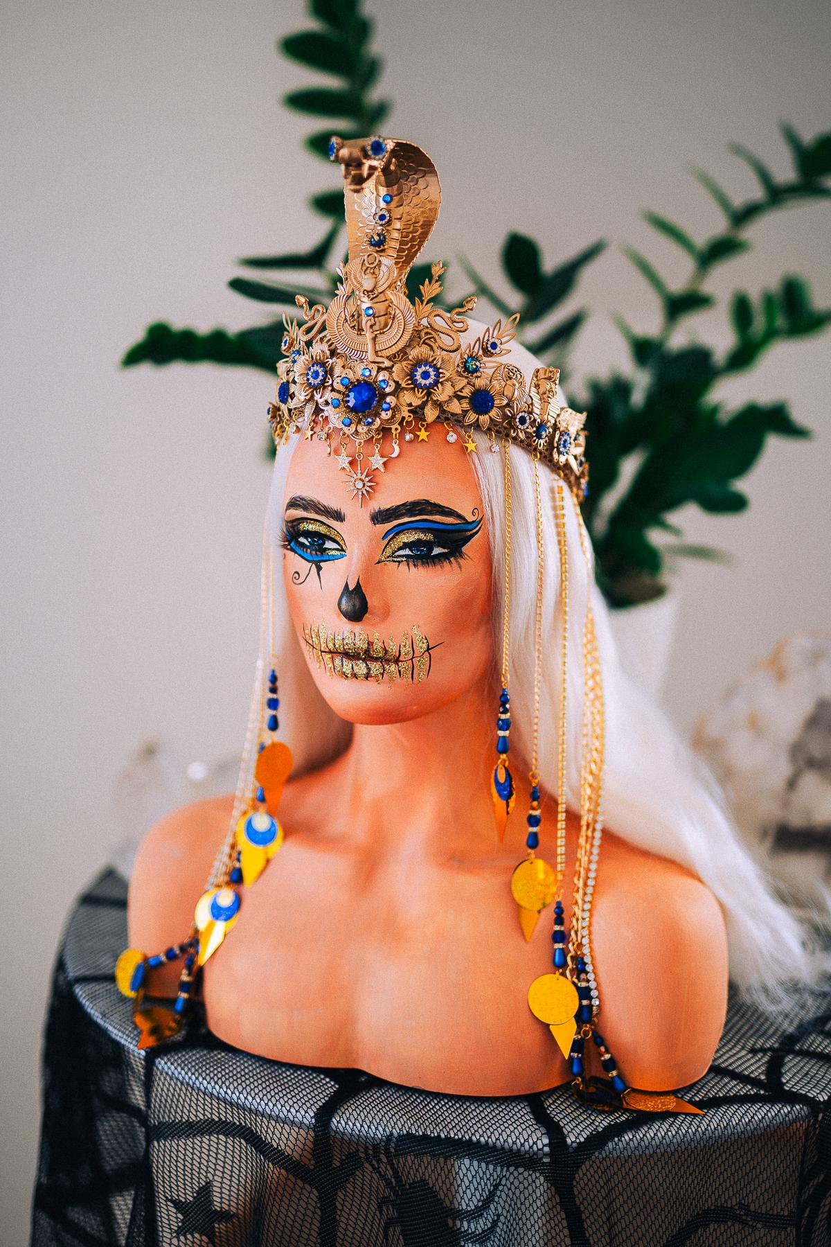 Luxury Cleopatra Cobra Crown, Egyptian Goddess Tiara, Gold Snake Headpiece, Pharaoh Crown, Couture Festival Crown