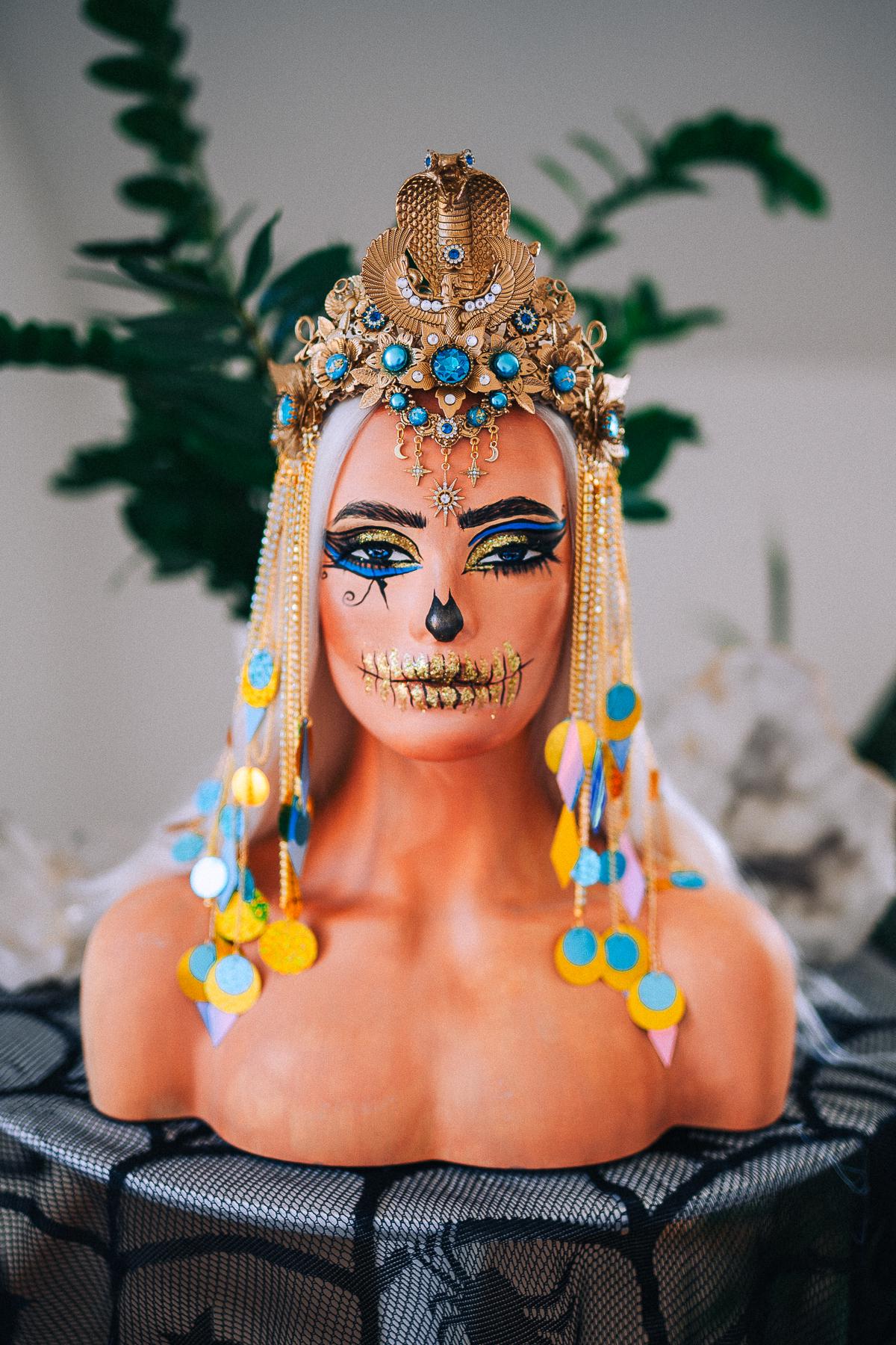 Luxury Cleopatra Cobra Crown – Egyptian Queen Tiara, Gold Turquoise Headpiece, Ancient Egypt Goddess Crown, Couture Headpiece