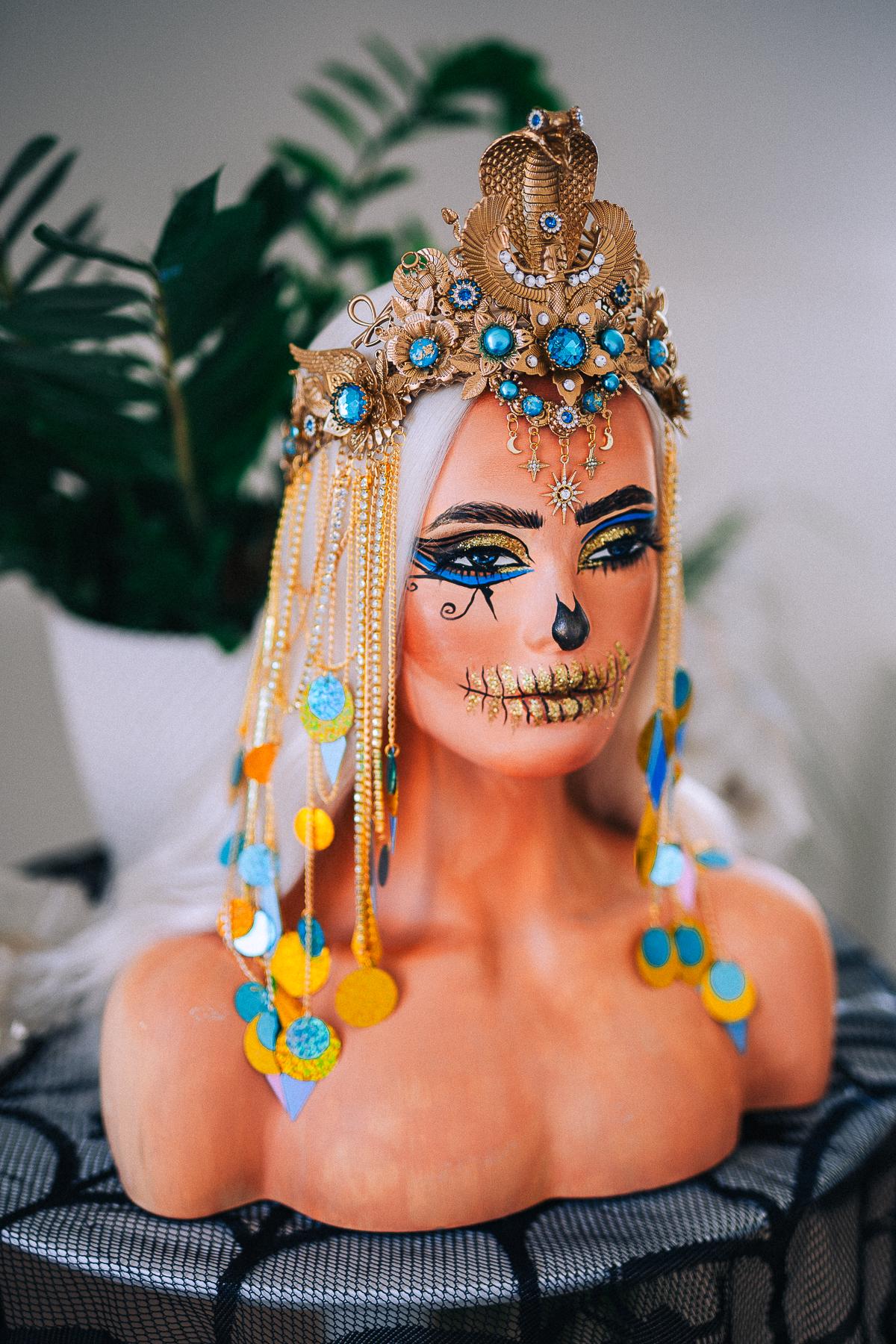 Luxury Cleopatra Cobra Crown – Egyptian Queen Tiara, Gold Turquoise Headpiece, Ancient Egypt Goddess Crown, Couture Headpiece