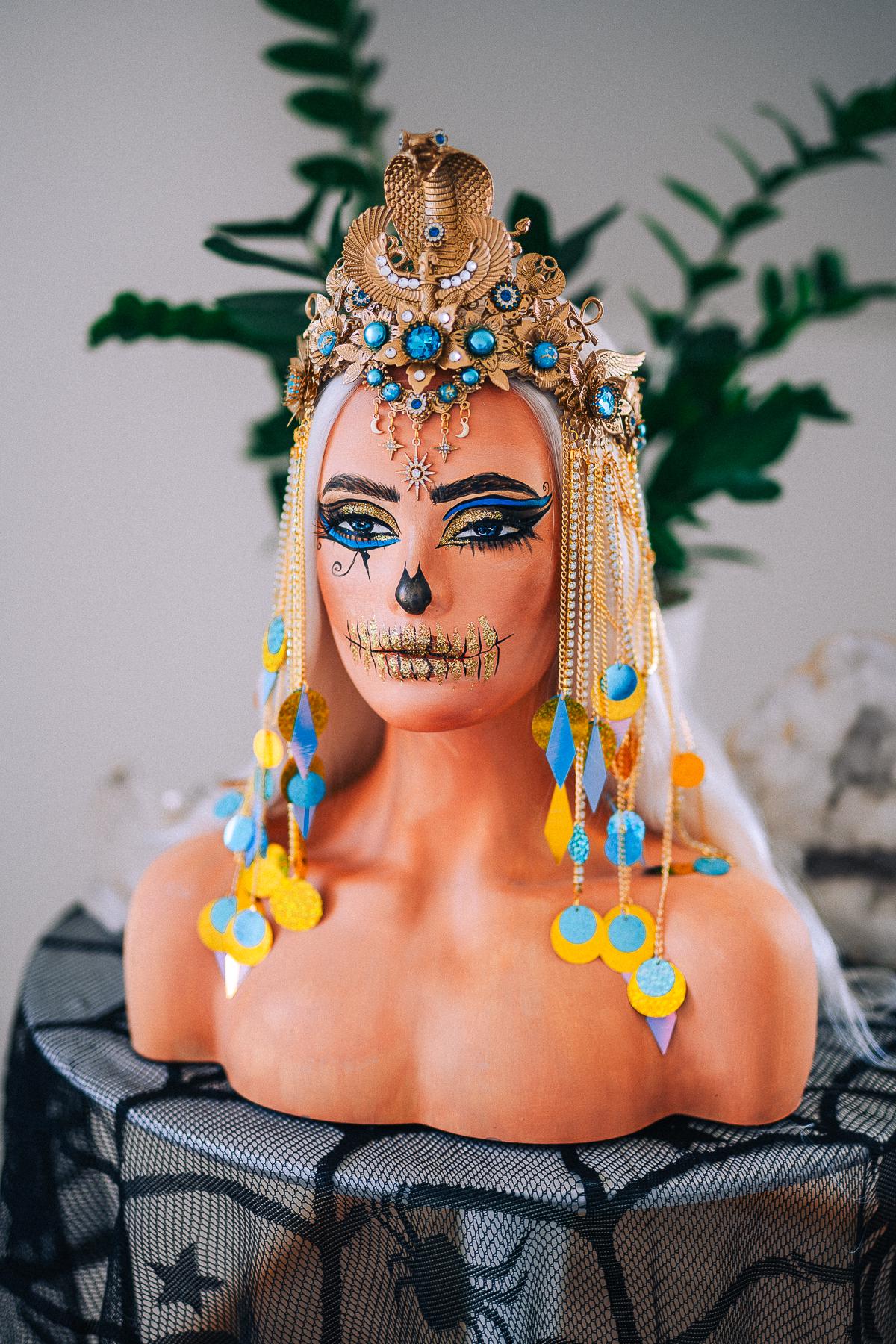 Luxury Cleopatra Cobra Crown – Egyptian Queen Tiara, Gold Turquoise Headpiece, Ancient Egypt Goddess Crown, Couture Headpiece