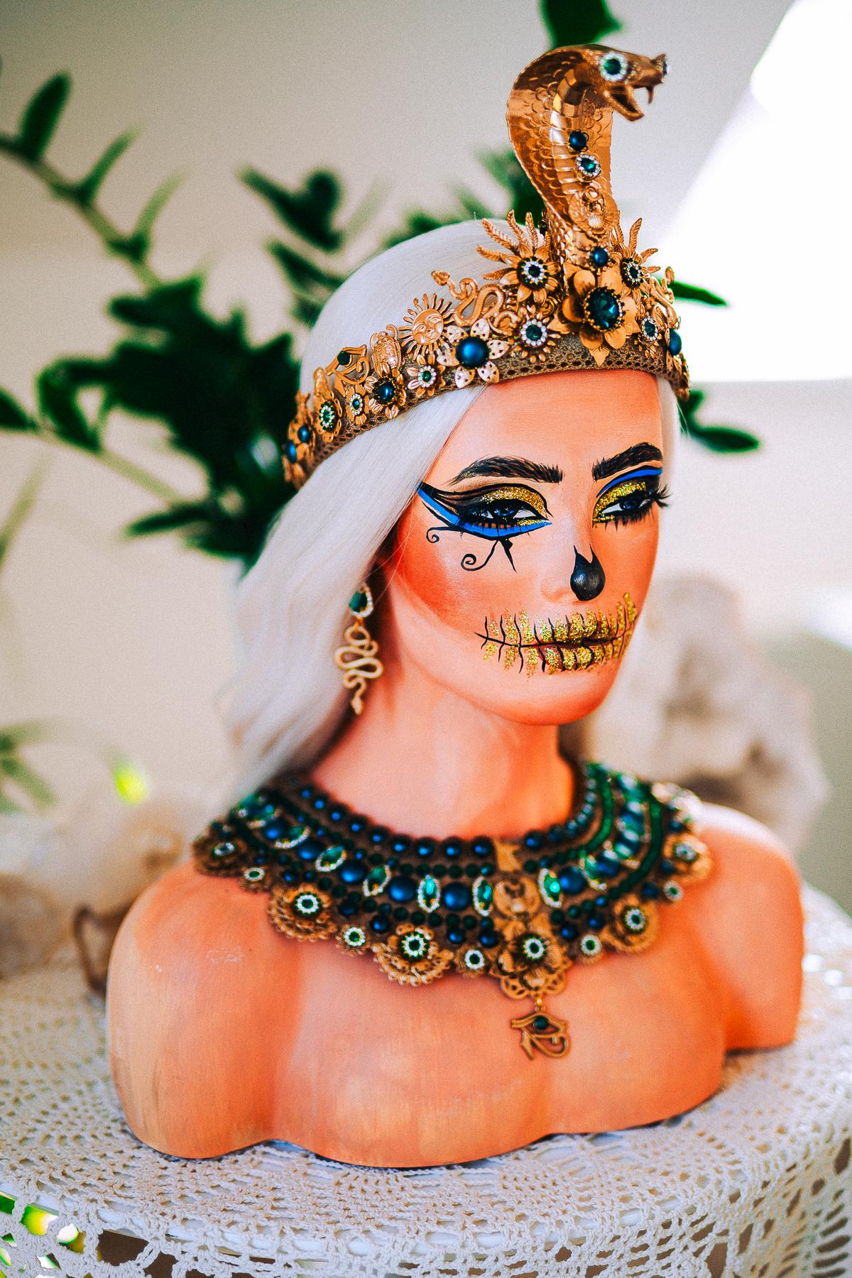 Cleopatra Emerald Cobra Crown, Egyptian Crown, Cleopatra Headpiece, Pharaoh Crown, Goddess Crown, Halloween Costume Crown