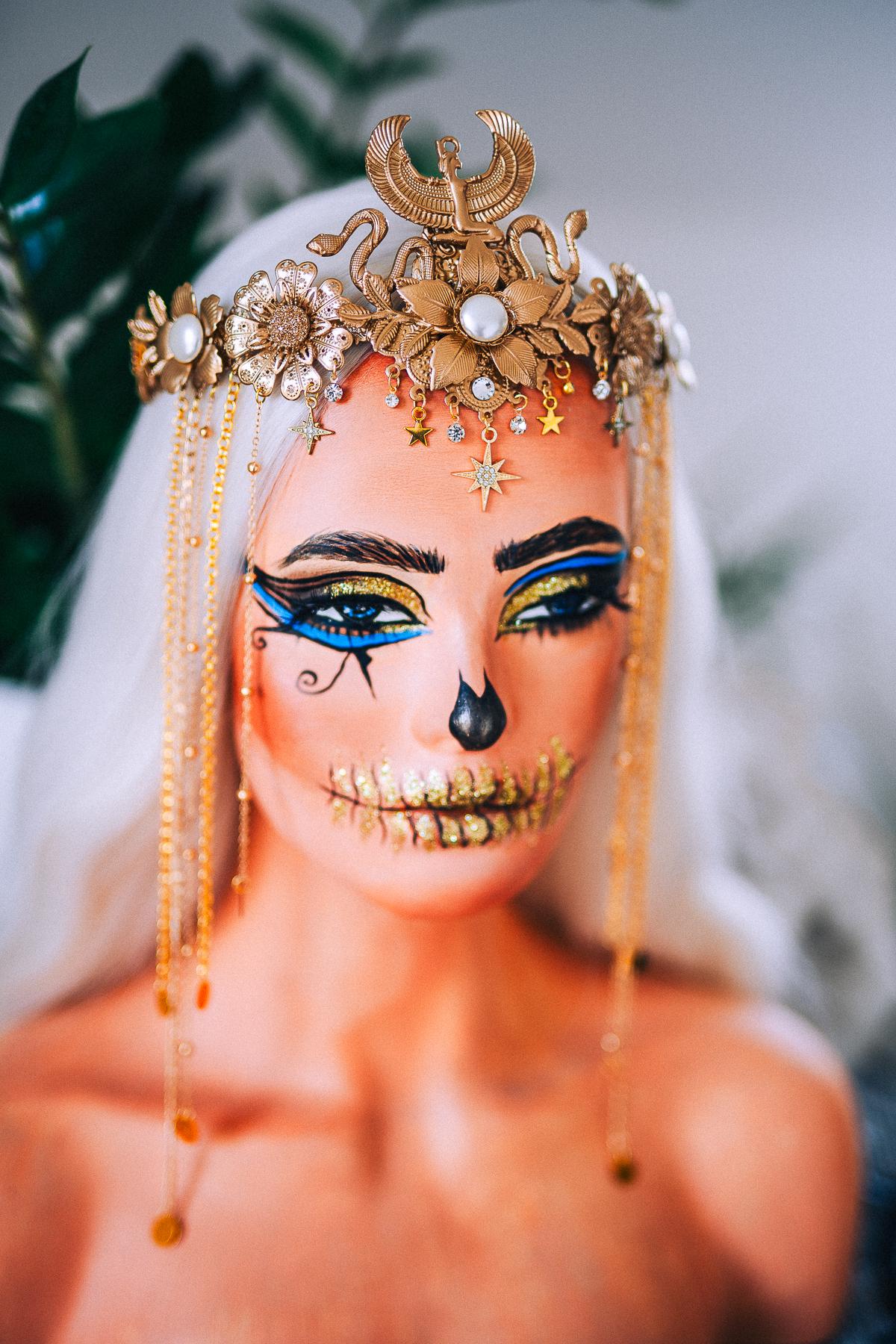 Golden Egyptian Cobra Crown, Cleopatra Crown, Ancient Egypt Headpiece, Goddess Tiara, Pharaoh Costume, Halloween Crown