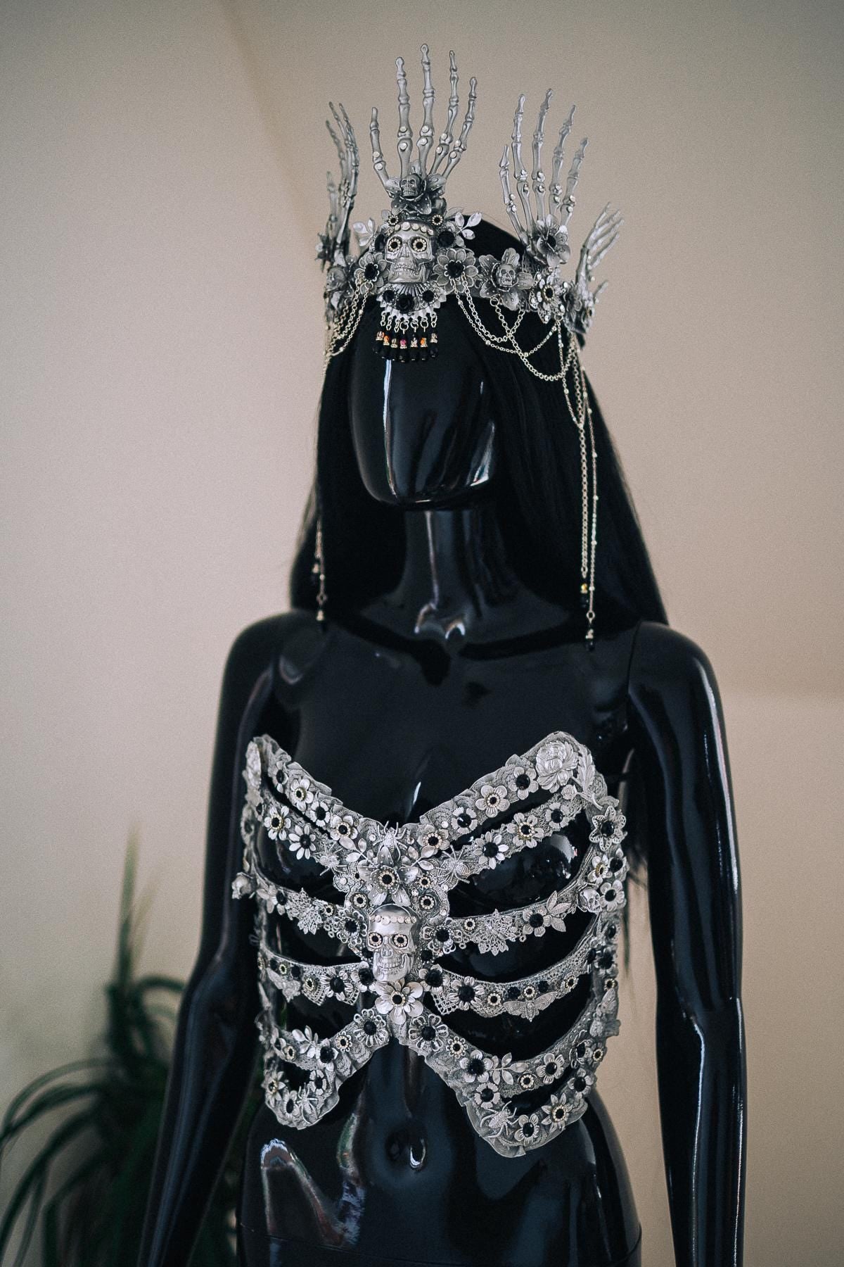 Skeleton Rib Cage Harness, Gothic Skeleton Costume, Halloween Rib Cage Armor, Gothic Body Harness, Luxury Skeleton Corset
