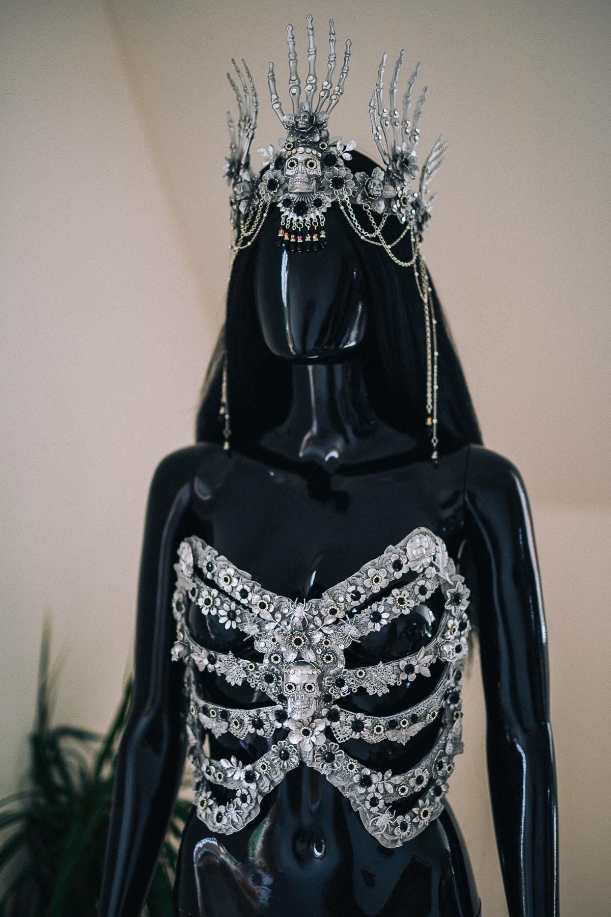 Skeleton Rib Cage Harness, Gothic Skeleton Costume, Halloween Rib Cage Armor, Gothic Body Harness, Luxury Skeleton Corset