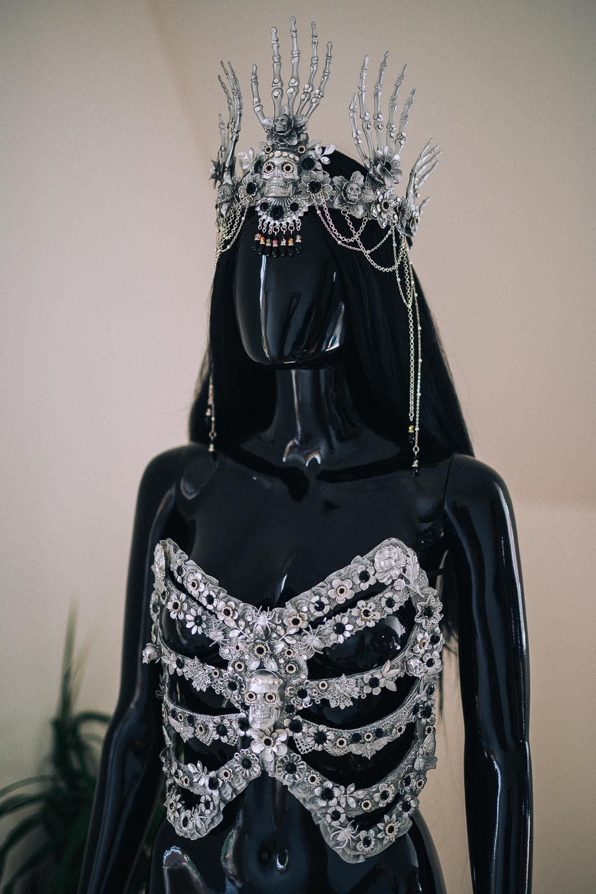 Skeleton Rib Cage Harness, Gothic Skeleton Costume, Halloween Rib Cage Armor, Gothic Body Harness, Luxury Skeleton Corset