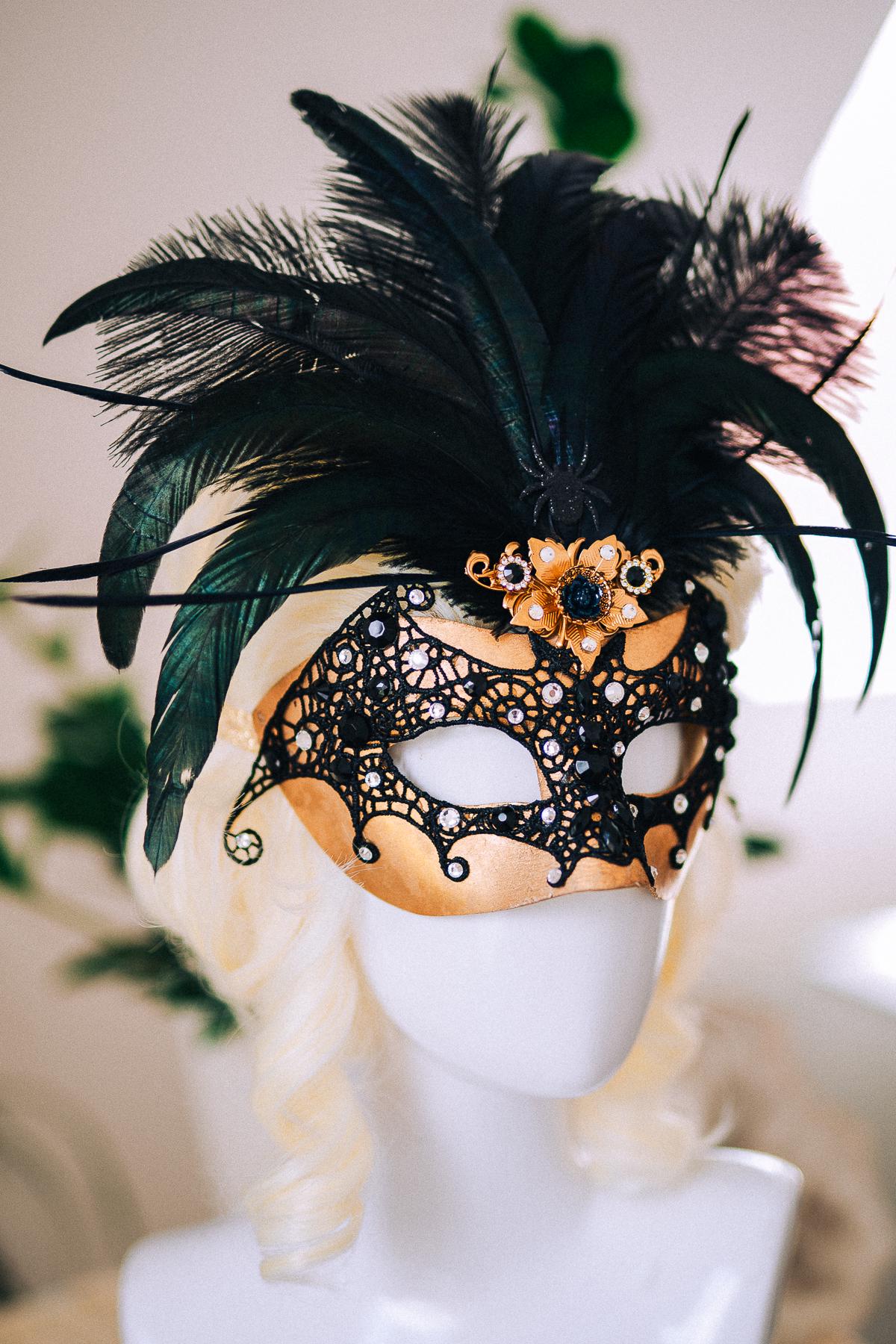 Bat Masquerade Mask, Black Lace Mask, Gothic Feather Mask, Venetian Carnival Mask, Halloween Masquerade Mask