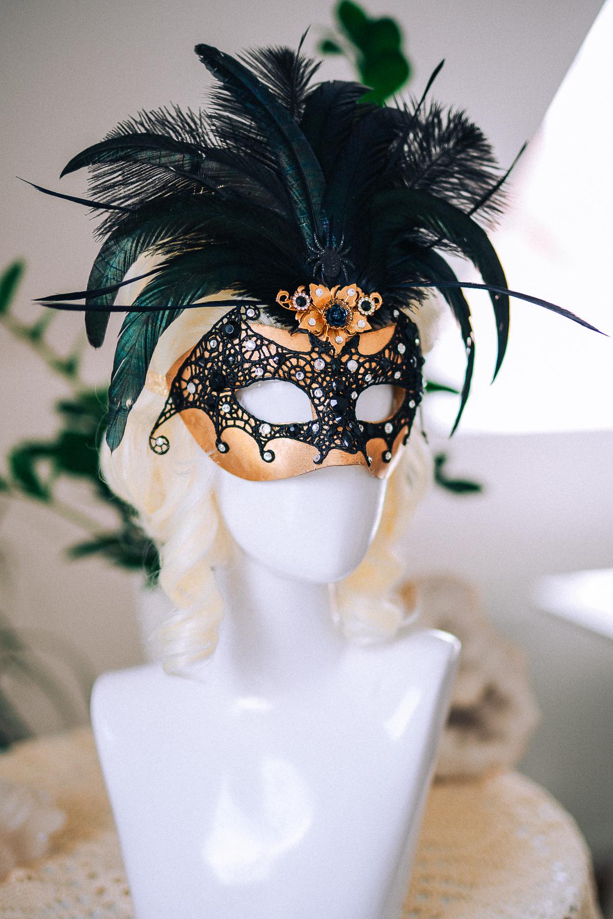 Bat Masquerade Mask, Black Lace Mask, Gothic Feather Mask, Venetian Carnival Mask, Halloween Masquerade Mask