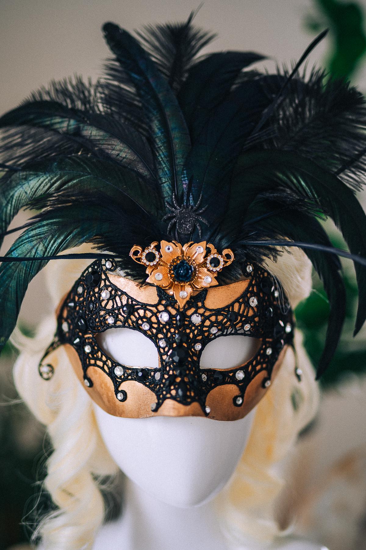 Bat Masquerade Mask, Black Lace Mask, Gothic Feather Mask, Venetian Carnival Mask, Halloween Masquerade Mask