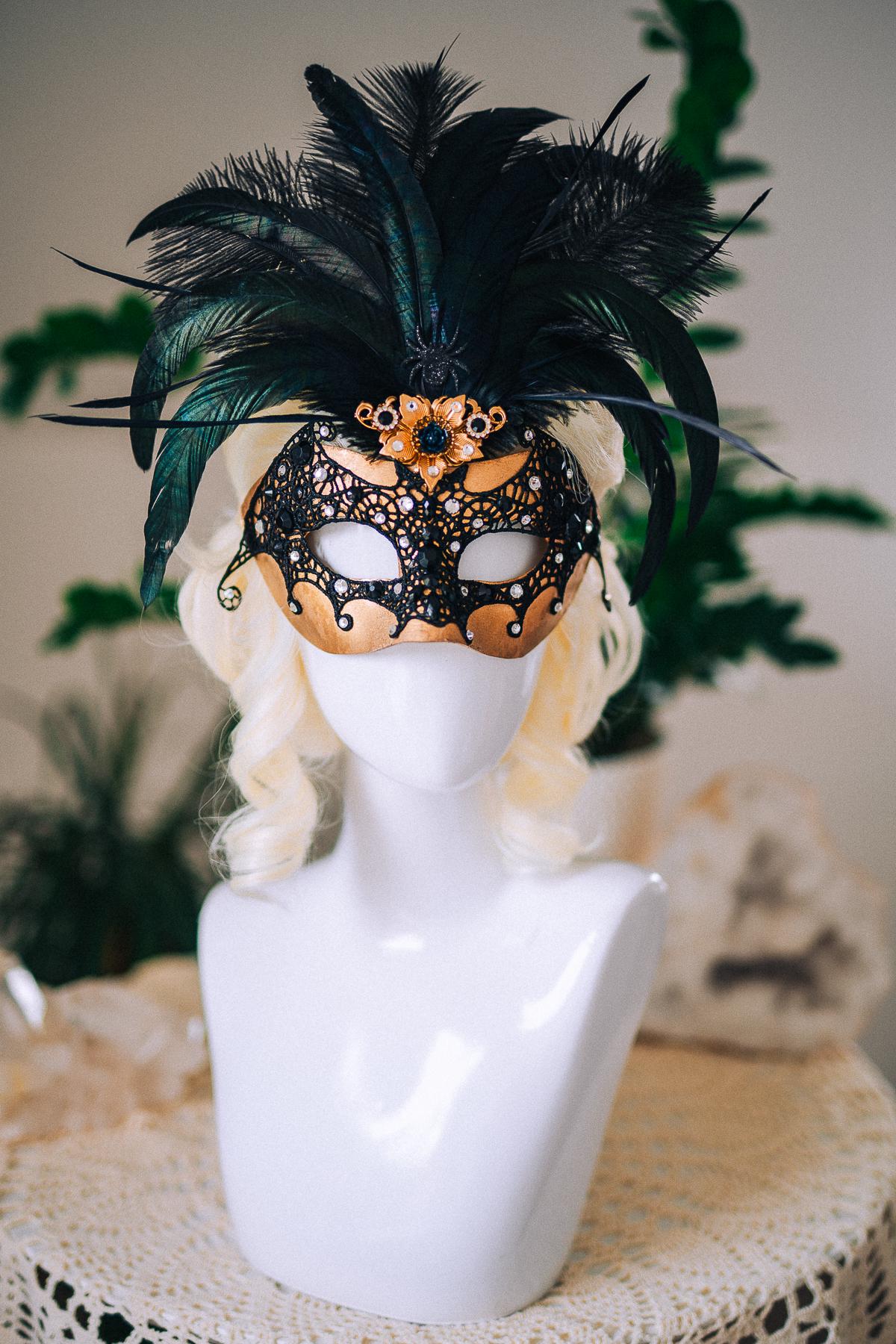 Bat Masquerade Mask, Black Lace Mask, Gothic Feather Mask, Venetian Carnival Mask, Halloween Masquerade Mask