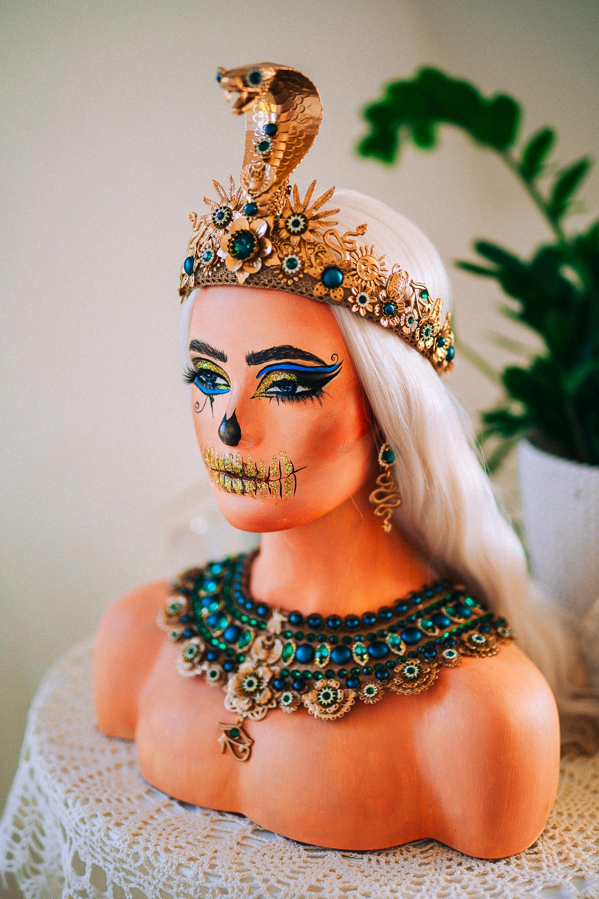 Cleopatra Emerald Cobra Crown, Egyptian Crown, Cleopatra Headpiece, Pharaoh Crown, Goddess Crown, Halloween Costume Crown