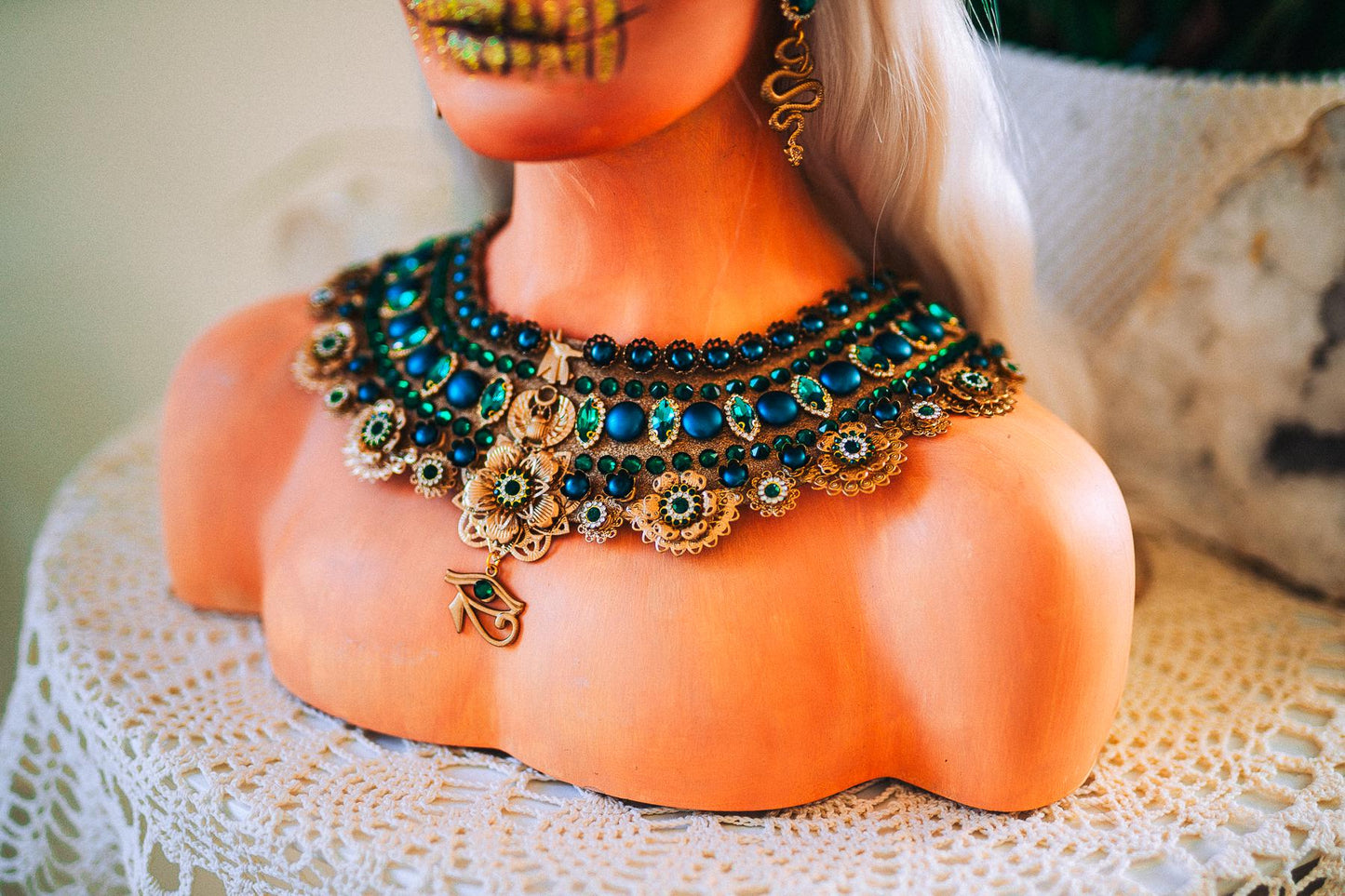 Cleopatra Emerald Cobra Crown, Egyptian Crown, Cleopatra Headpiece, Pharaoh Crown, Goddess Crown, Halloween Costume Crown