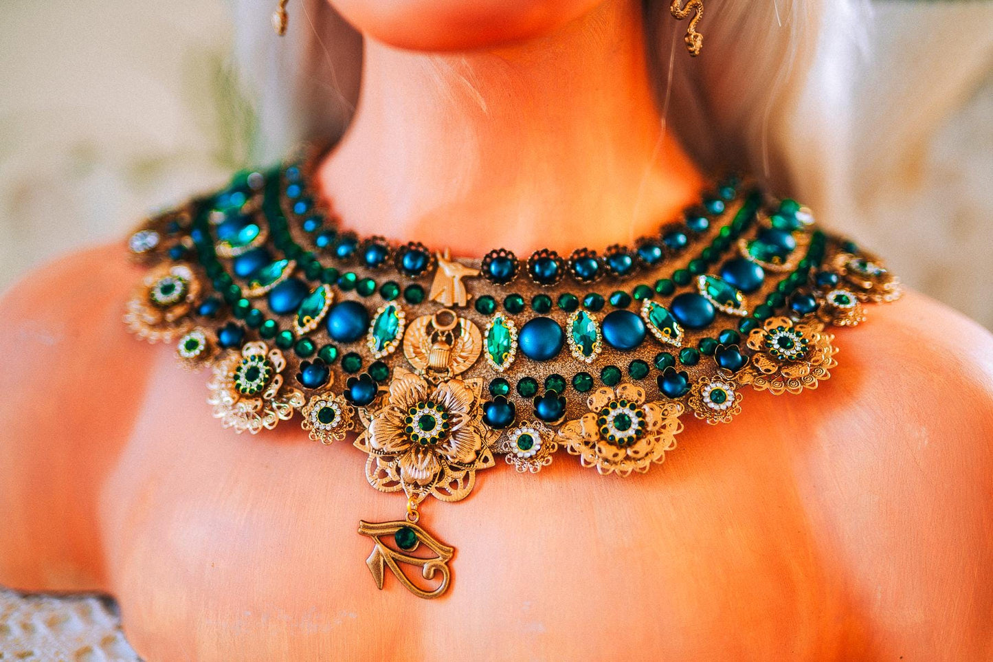 Cleopatra Emerald Cobra Crown, Egyptian Crown, Cleopatra Headpiece, Pharaoh Crown, Goddess Crown, Halloween Costume Crown