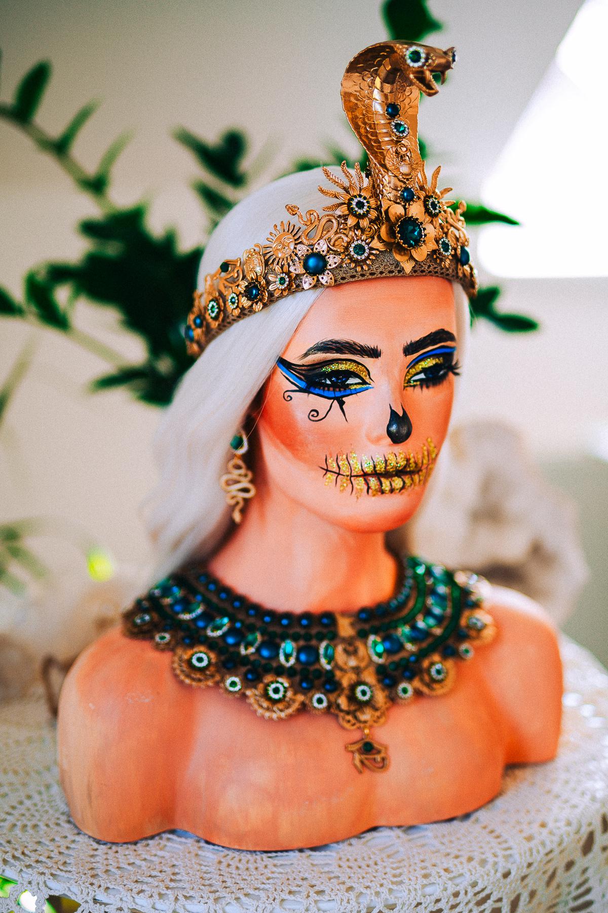 Cleopatra Emerald Cobra Crown, Egyptian Crown, Cleopatra Headpiece, Pharaoh Crown, Goddess Crown, Halloween Costume Crown