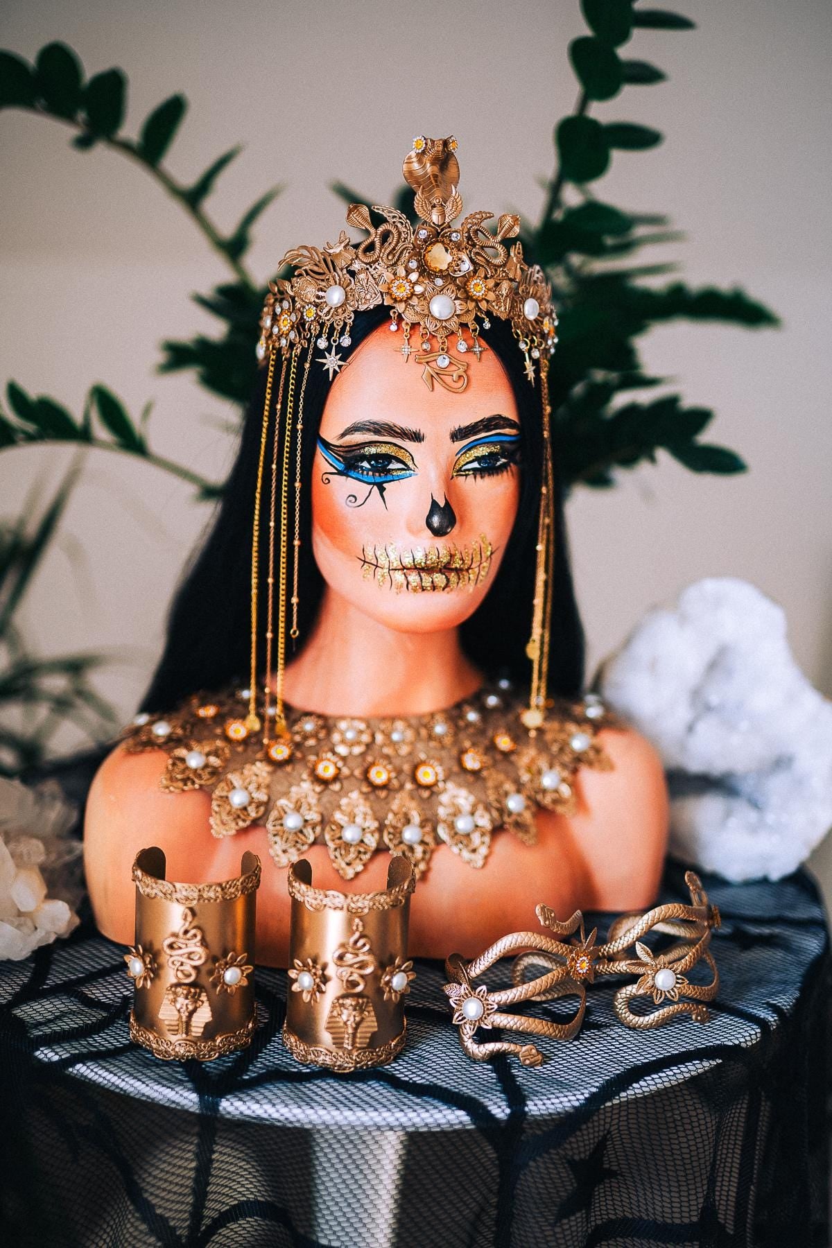 Handcrafted Cleopatra Pectoral Collar, Egyptian Goddess Statement Necklace