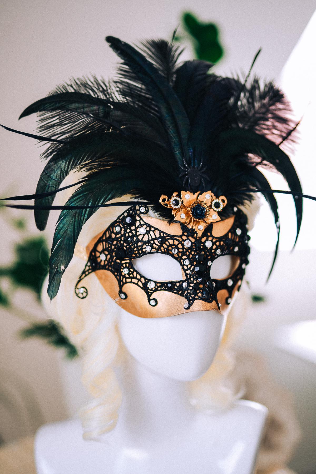Bat Masquerade Mask, Black Lace Mask, Gothic Feather Mask, Venetian Carnival Mask, Halloween Masquerade Mask