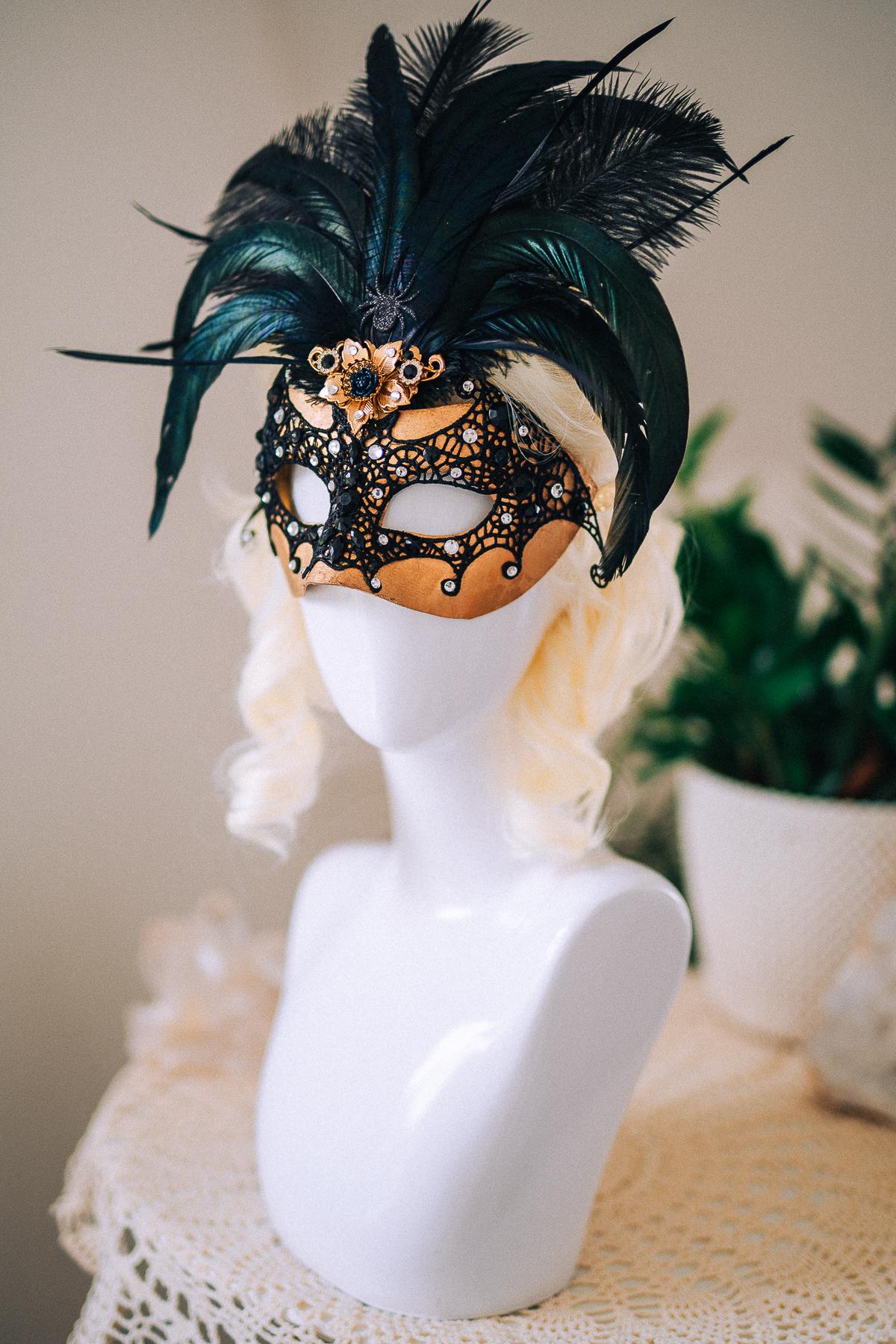 Bat Masquerade Mask, Black Lace Mask, Gothic Feather Mask, Venetian Carnival Mask, Halloween Masquerade Mask