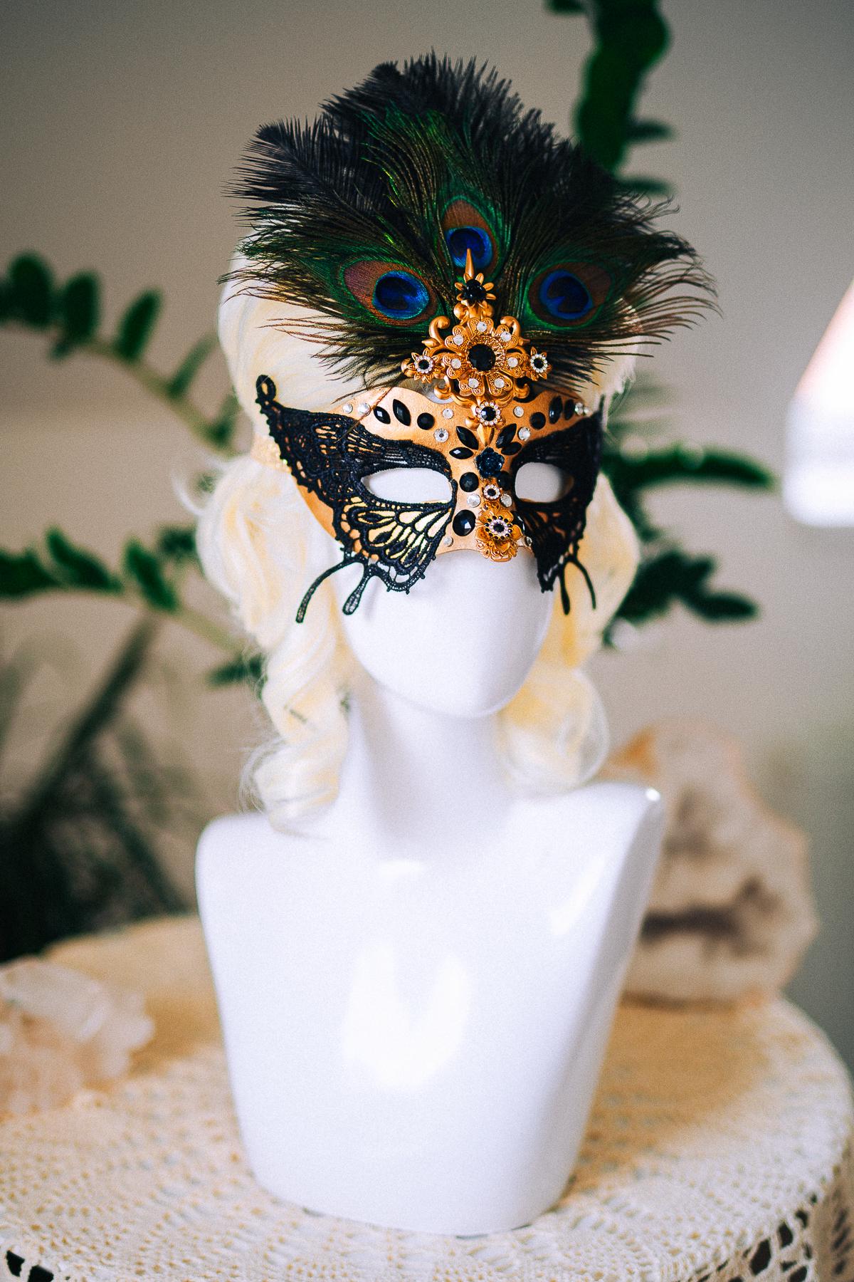 Butterfly Masquerade Mask, Peacock Feather Mask, Black Lace Mask, Venetian Carnival Mask, Gothic Halloween Mask