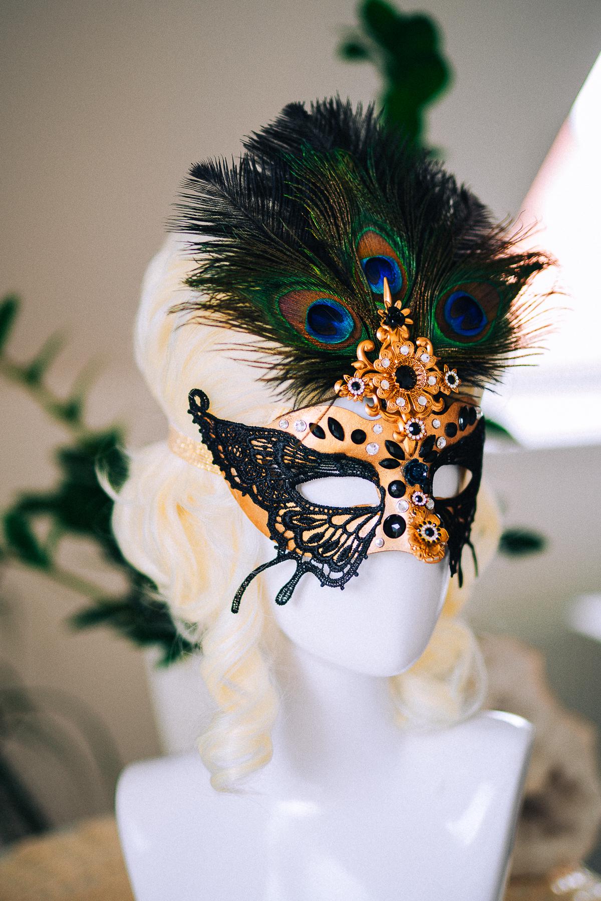 Butterfly Masquerade Mask, Peacock Feather Mask, Black Lace Mask, Venetian Carnival Mask, Gothic Halloween Mask