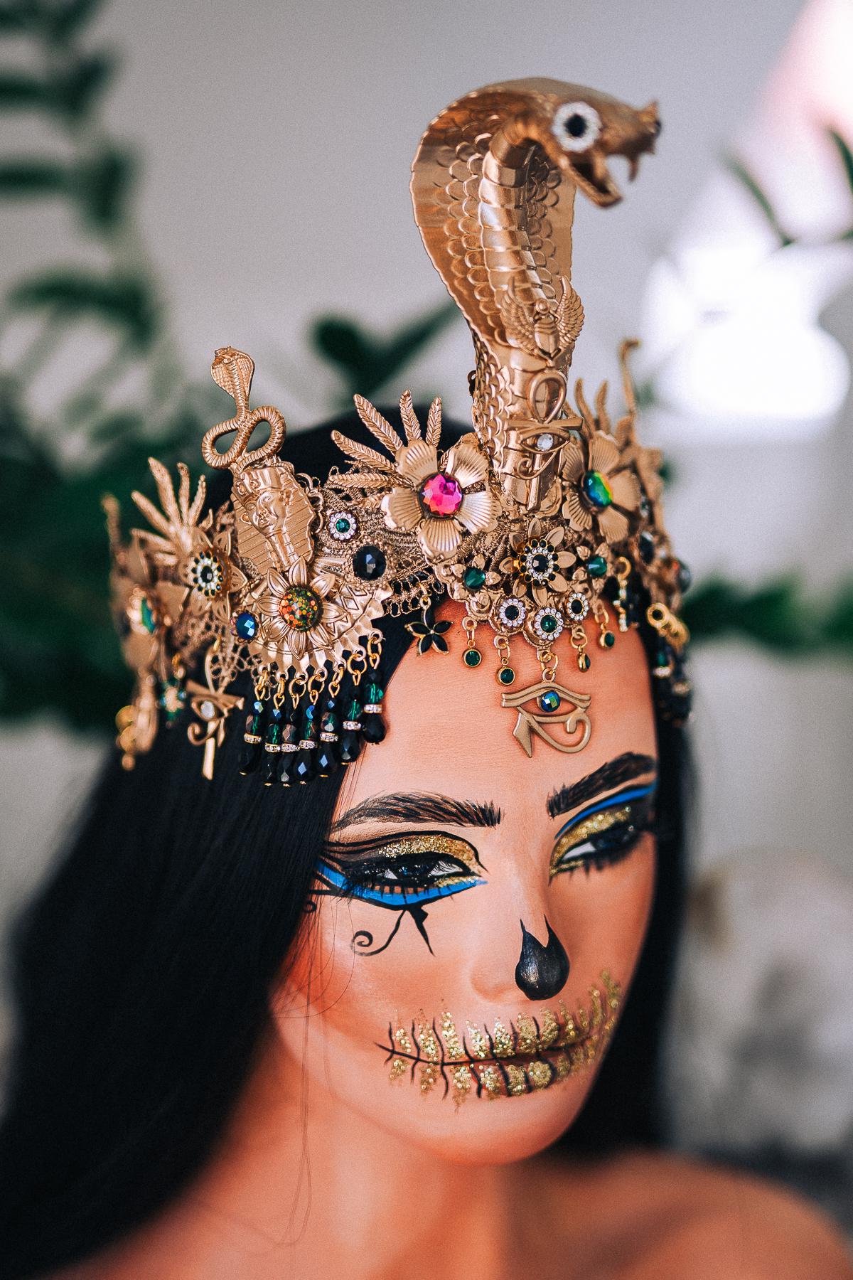 Cleopatra Cobra Crown, Egyptian Goddess Headpiece, Gold Snake Tiara, Ancient Egypt Queen Crown, Pharaoh Costume Headpiece