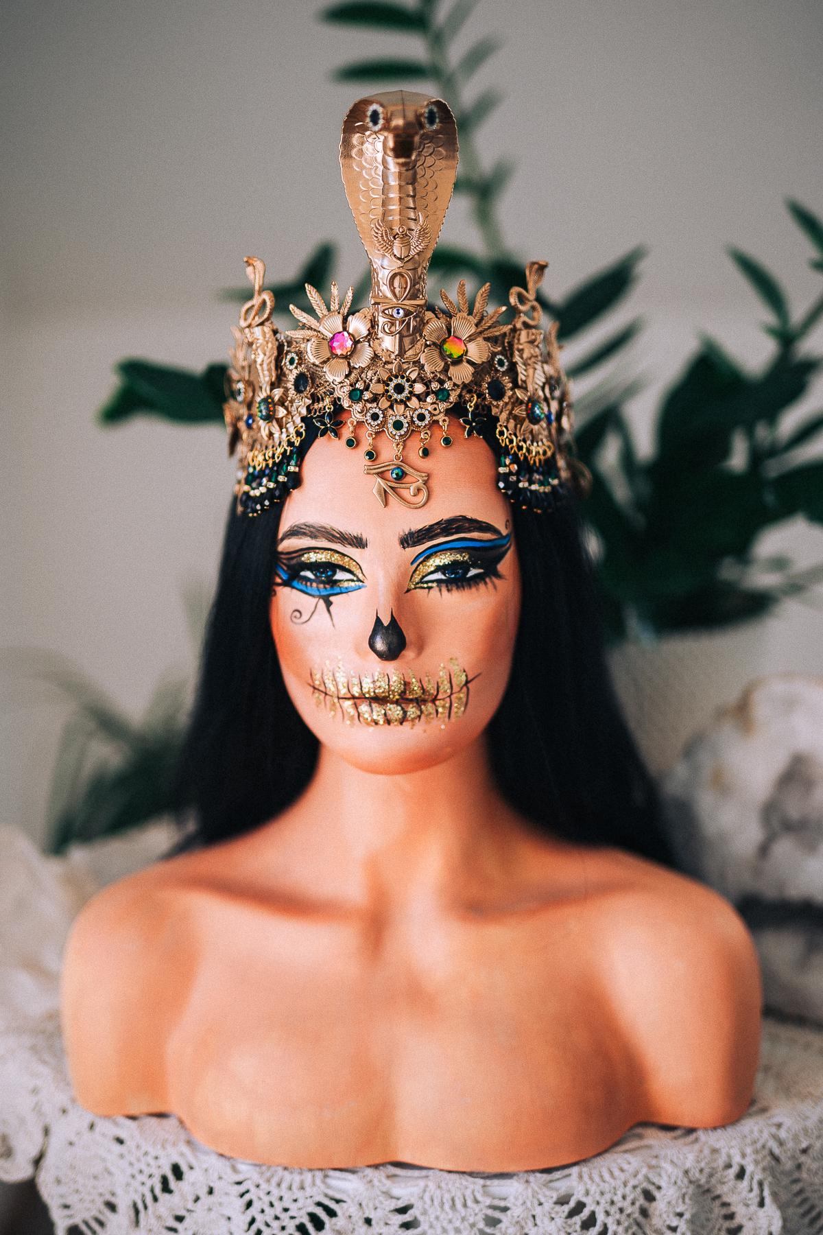 Cleopatra Cobra Crown, Egyptian Goddess Headpiece, Gold Snake Tiara, Ancient Egypt Queen Crown, Pharaoh Costume Headpiece
