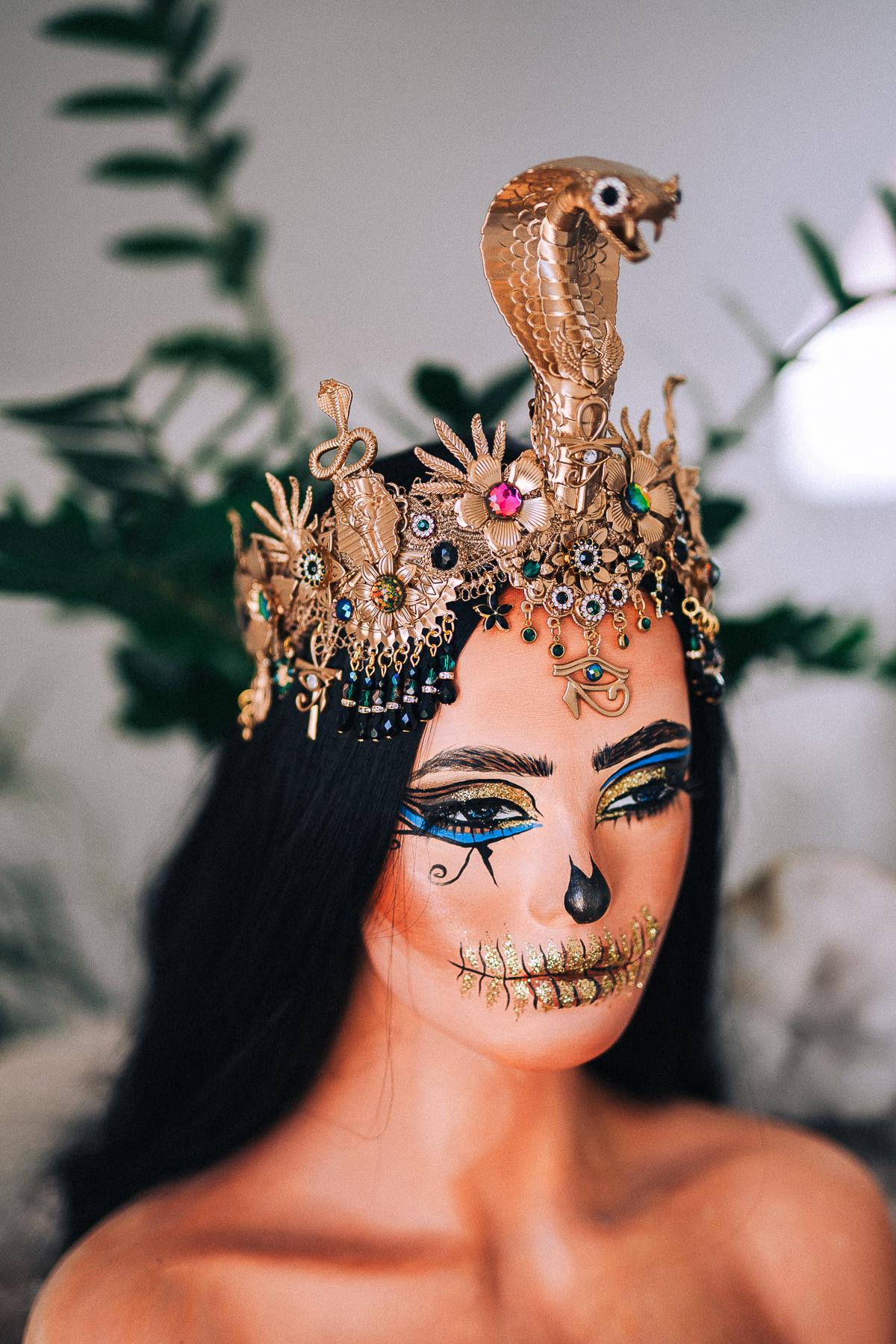 Cleopatra Cobra Crown, Egyptian Goddess Headpiece, Gold Snake Tiara, Ancient Egypt Queen Crown, Pharaoh Costume Headpiece