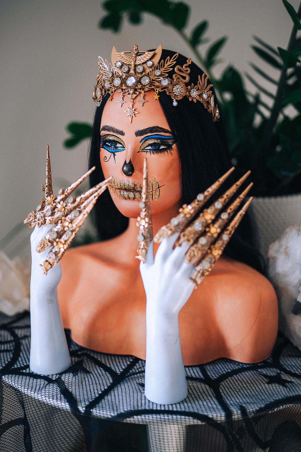 Handmade Gold Finger Claws, Egyptian Nail Rings, Statement Goddess Jewelry, Costume Accessory