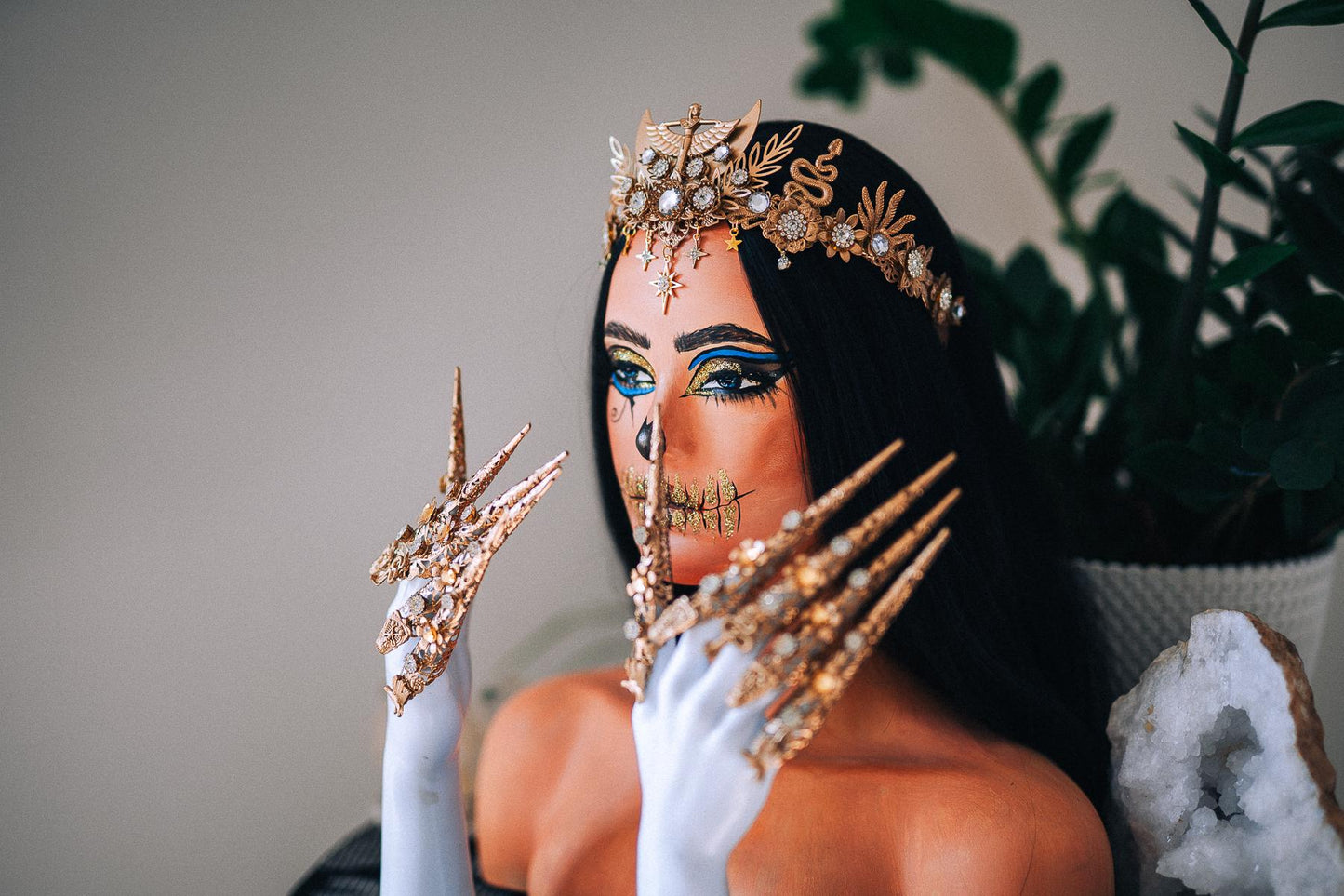 Cleopatra Tiara, Egyptian Goddess Crown, Gold Egyptian Headpiece, Snake Crown, Pharaoh Queen Costume, Egyptian Jewelry