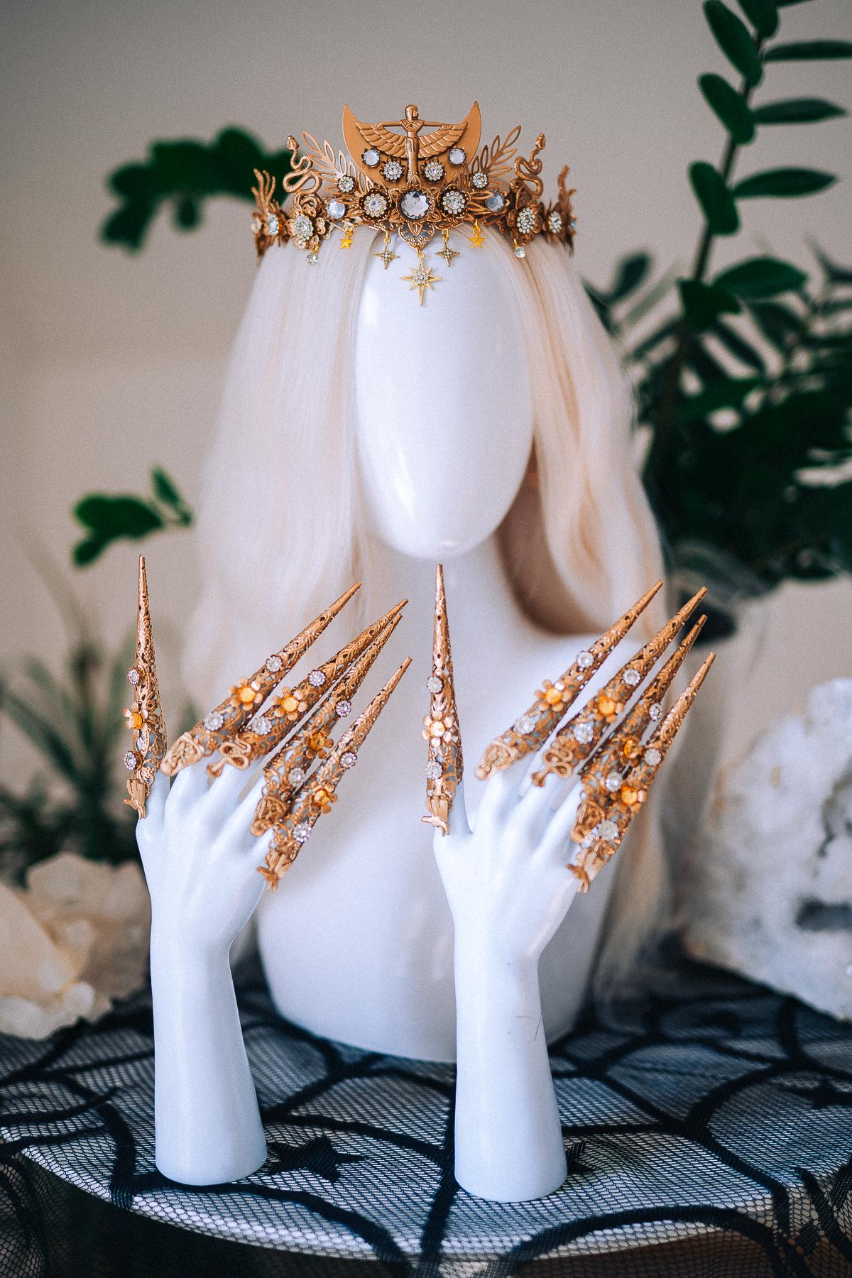 Cleopatra Tiara, Egyptian Goddess Crown, Gold Egyptian Headpiece, Snake Crown, Pharaoh Queen Costume, Egyptian Jewelry