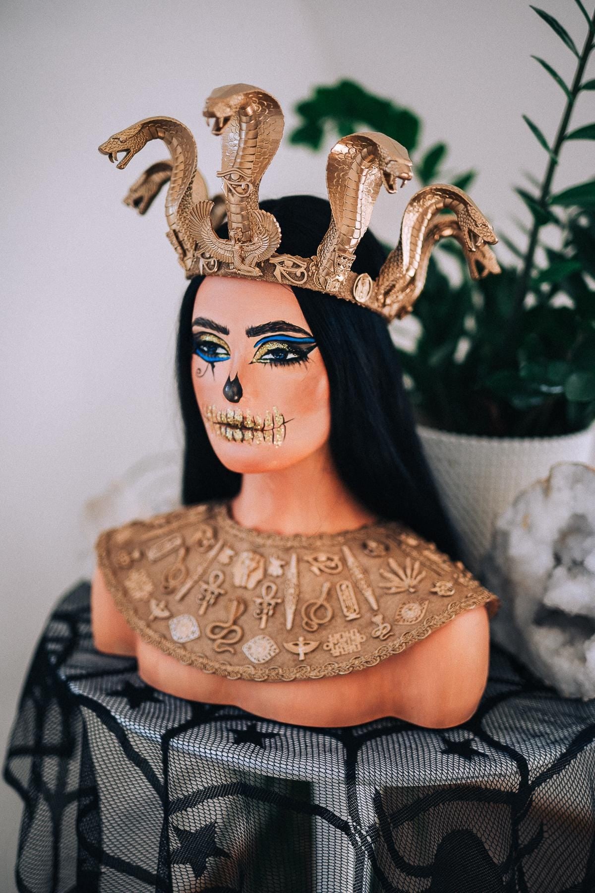 Multi Cobra Cleopatra Crown, Egyptian Queen Headpiece, Gold Snake Crown, Pharaoh Goddess Tiara, Ancient Egypt Costume