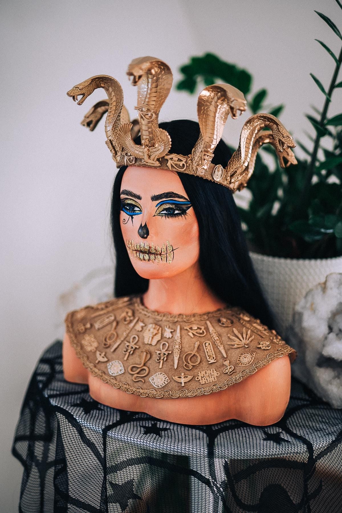 Multi Cobra Cleopatra Crown, Egyptian Queen Headpiece, Gold Snake Crown, Pharaoh Goddess Tiara, Ancient Egypt Costume