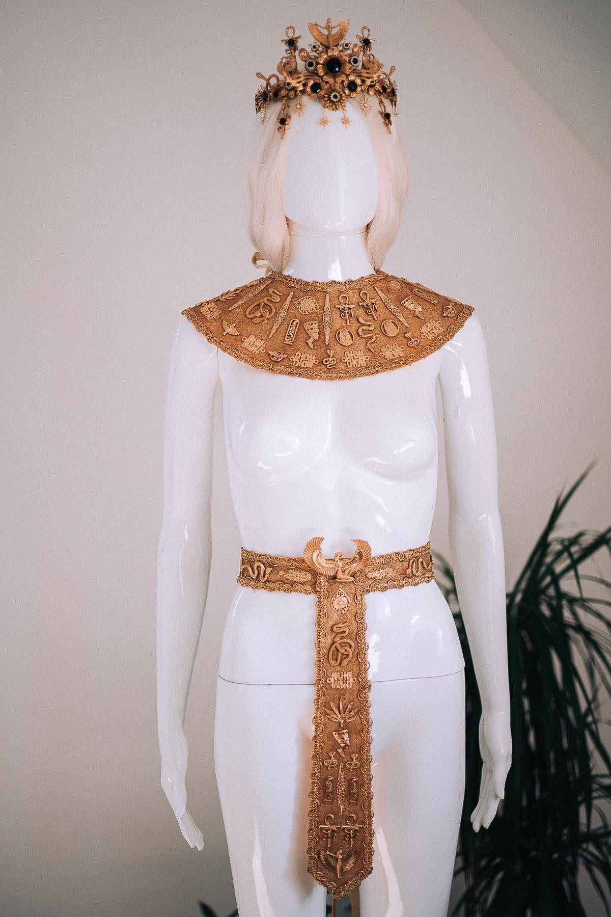 Egyptian Goddess Belt, Cleopatra Waist Belt, Gold Pharaoh Statement Belt, Ancient Egypt Costume Jewelry