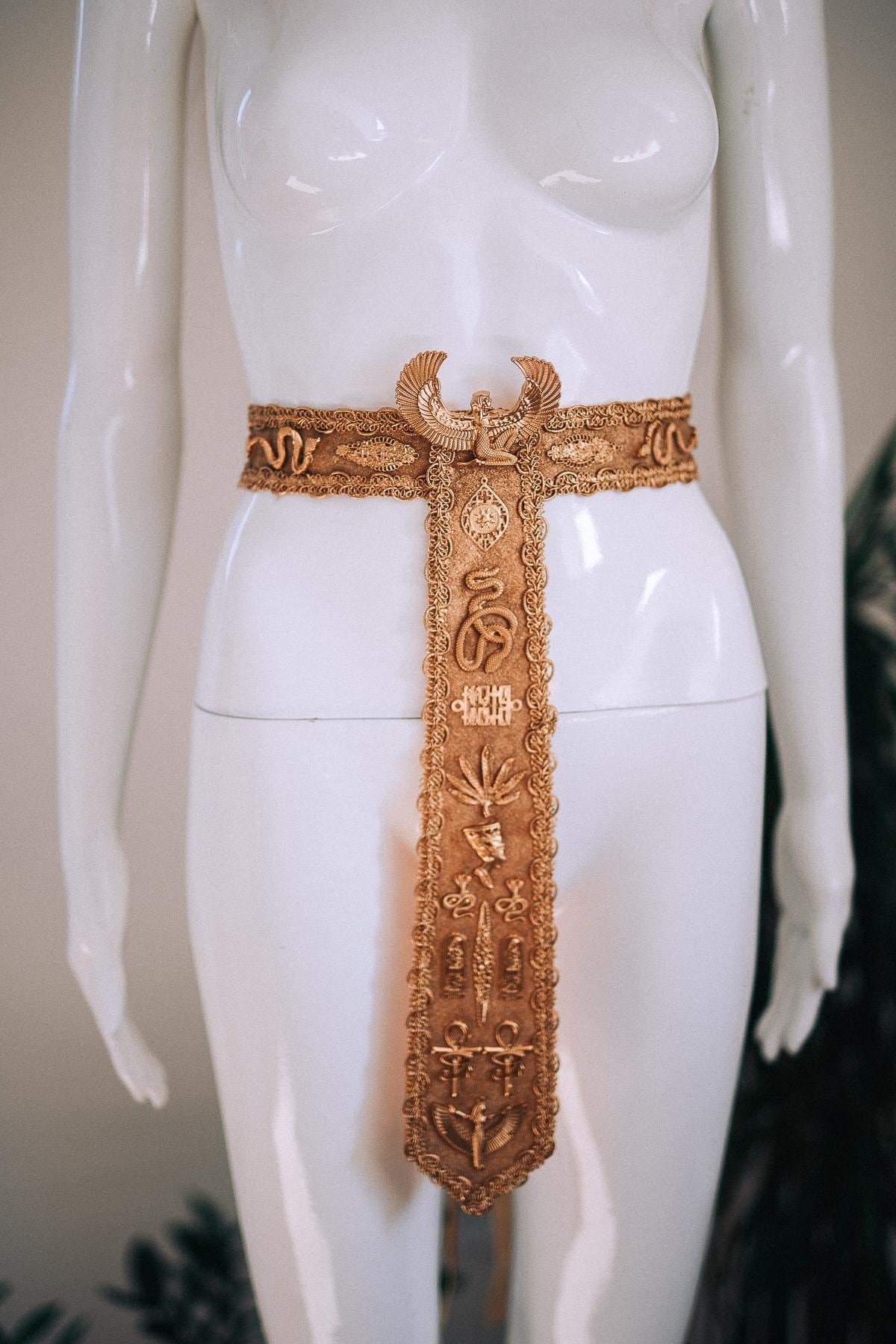 Egyptian Goddess Belt, Cleopatra Waist Belt, Gold Pharaoh Statement Belt, Ancient Egypt Costume Jewelry