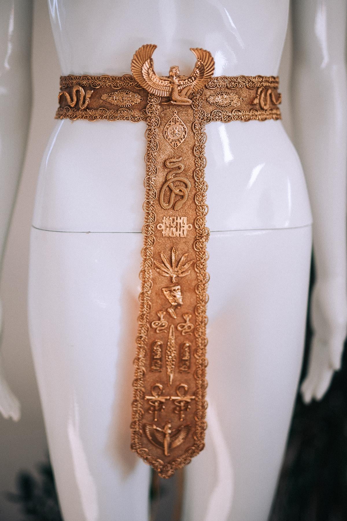 Egyptian Goddess Belt, Cleopatra Waist Belt, Gold Pharaoh Statement Belt, Ancient Egypt Costume Jewelry