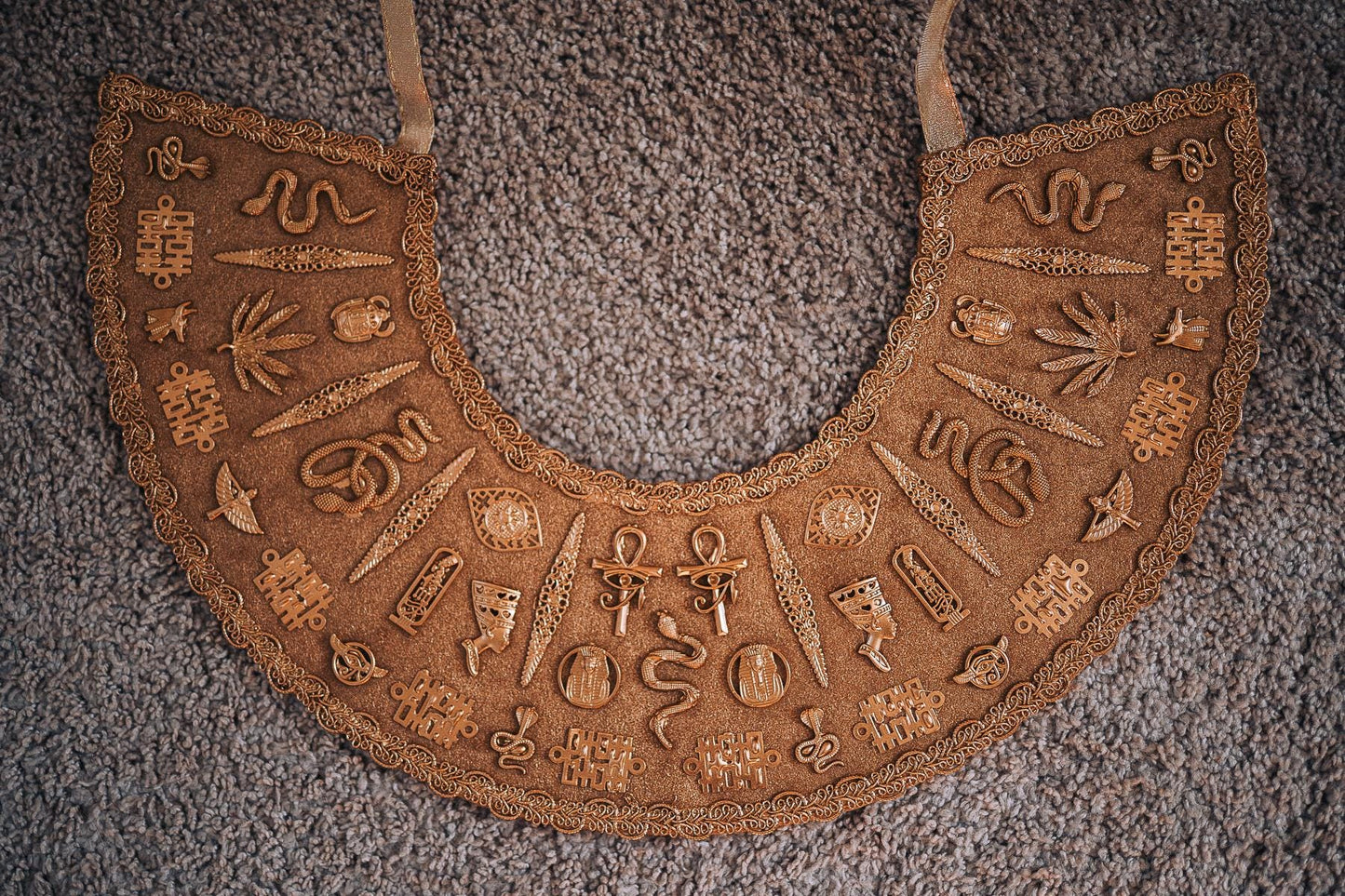 Cleopatra Pectoral Necklace, Egyptian Goddess Collar, Gold Pharaoh Necklace, Ancient Egypt Statement Jewelry