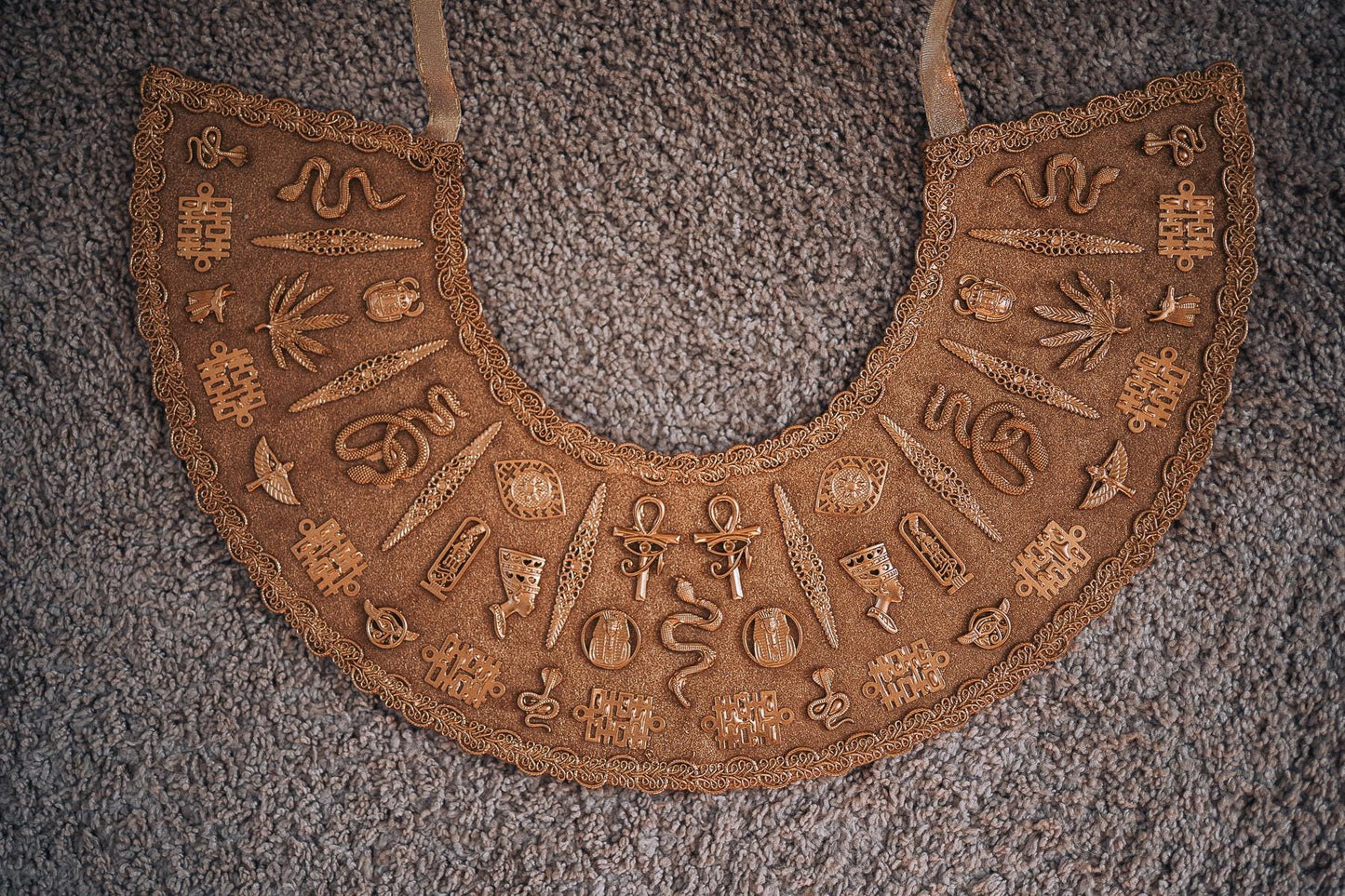 Cleopatra Pectoral Necklace, Egyptian Goddess Collar, Gold Pharaoh Necklace, Ancient Egypt Statement Jewelry