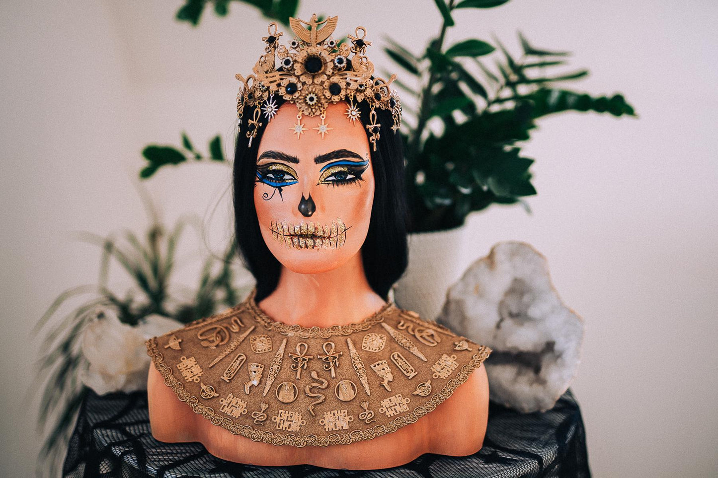 Cleopatra Crown, Egyptian Goddess Headpiece, Gold Pharaoh Crown, Ancient Egypt Queen Tiara