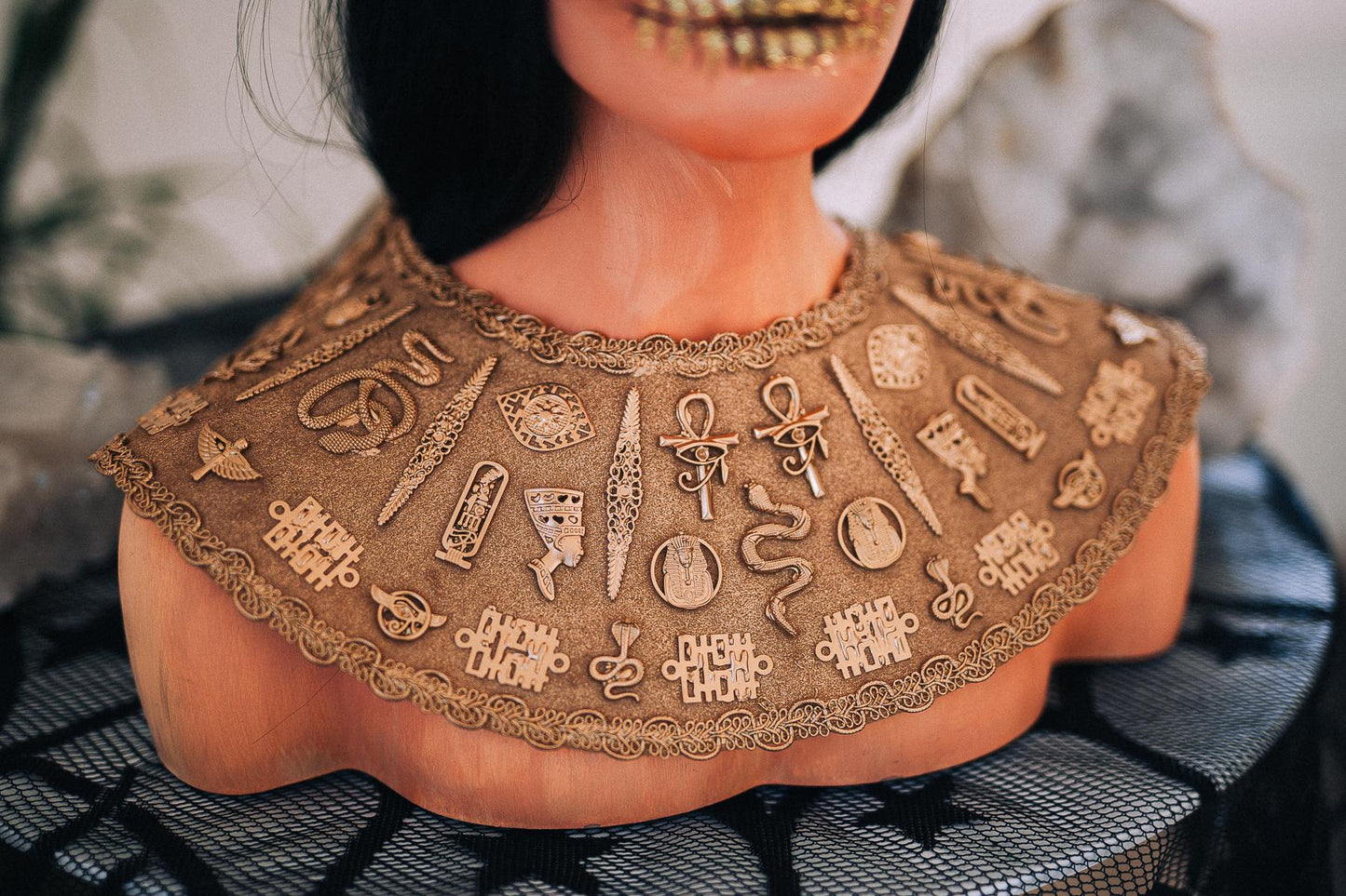 Cleopatra Crown, Egyptian Goddess Headpiece, Gold Pharaoh Crown, Ancient Egypt Queen Tiara