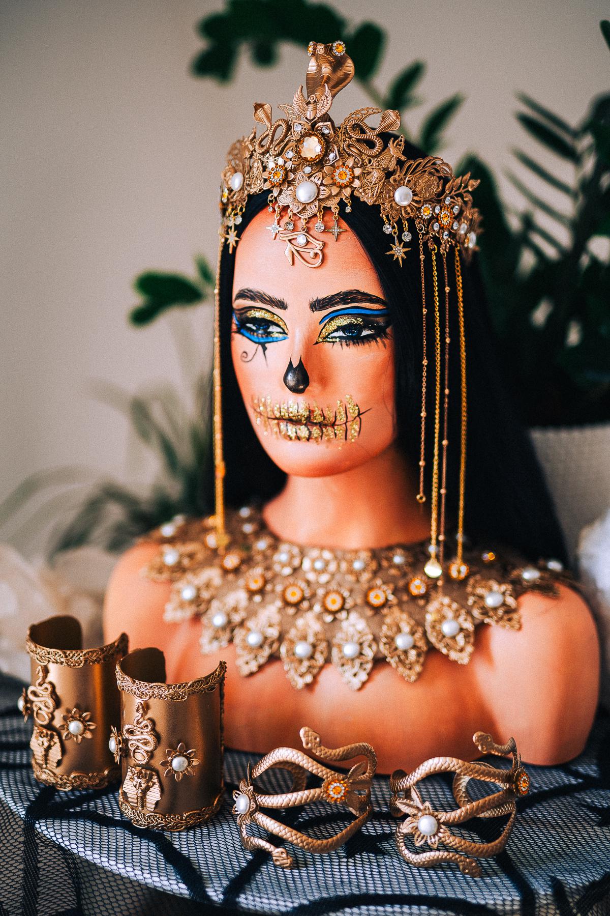 Handcrafted Cleopatra Pectoral Collar, Egyptian Goddess Statement Necklace