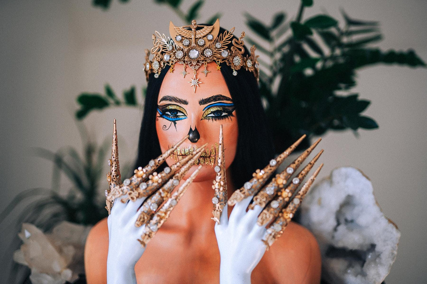 Handmade Gold Finger Claws, Egyptian Nail Rings, Statement Goddess Jewelry, Costume Accessory