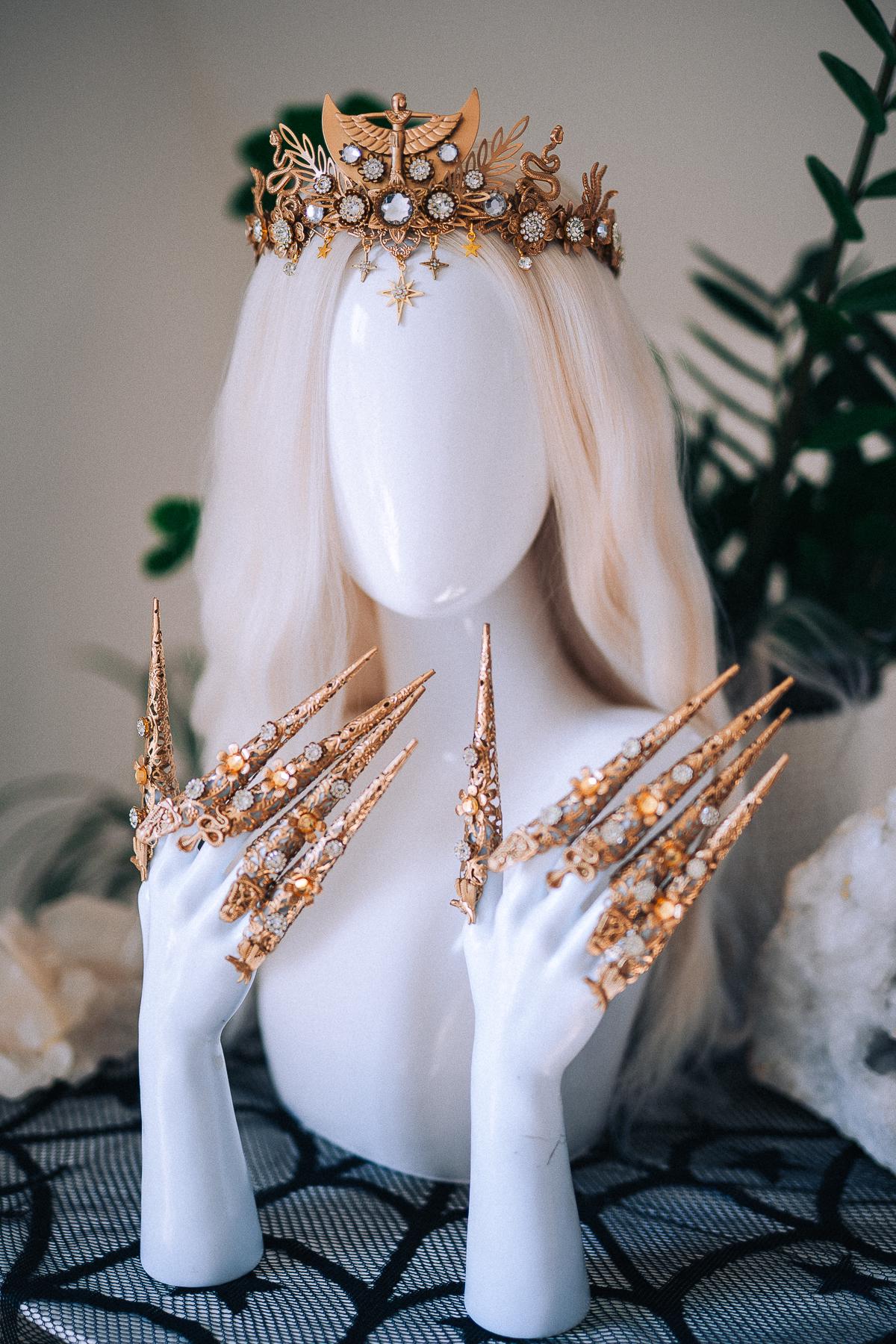 Cleopatra Tiara, Egyptian Goddess Crown, Gold Egyptian Headpiece, Snake Crown, Pharaoh Queen Costume, Egyptian Jewelry